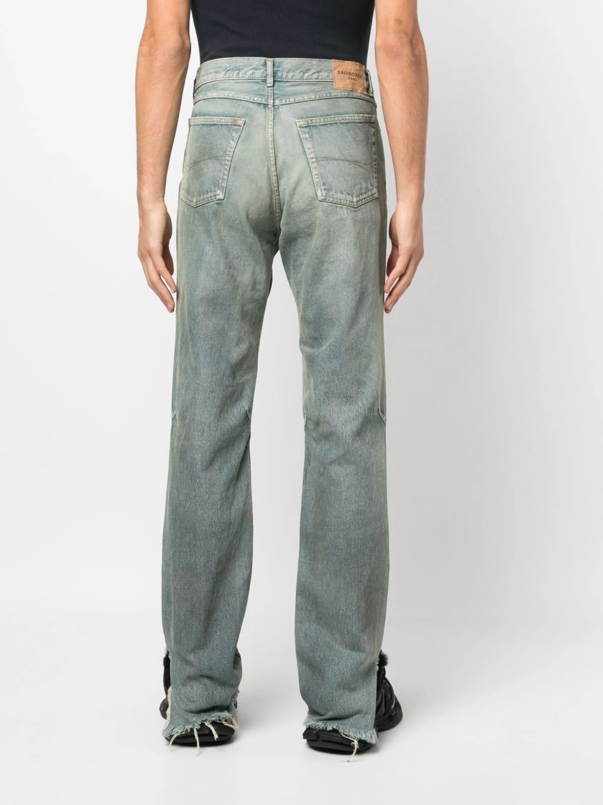 raw-cut slit straight jeans