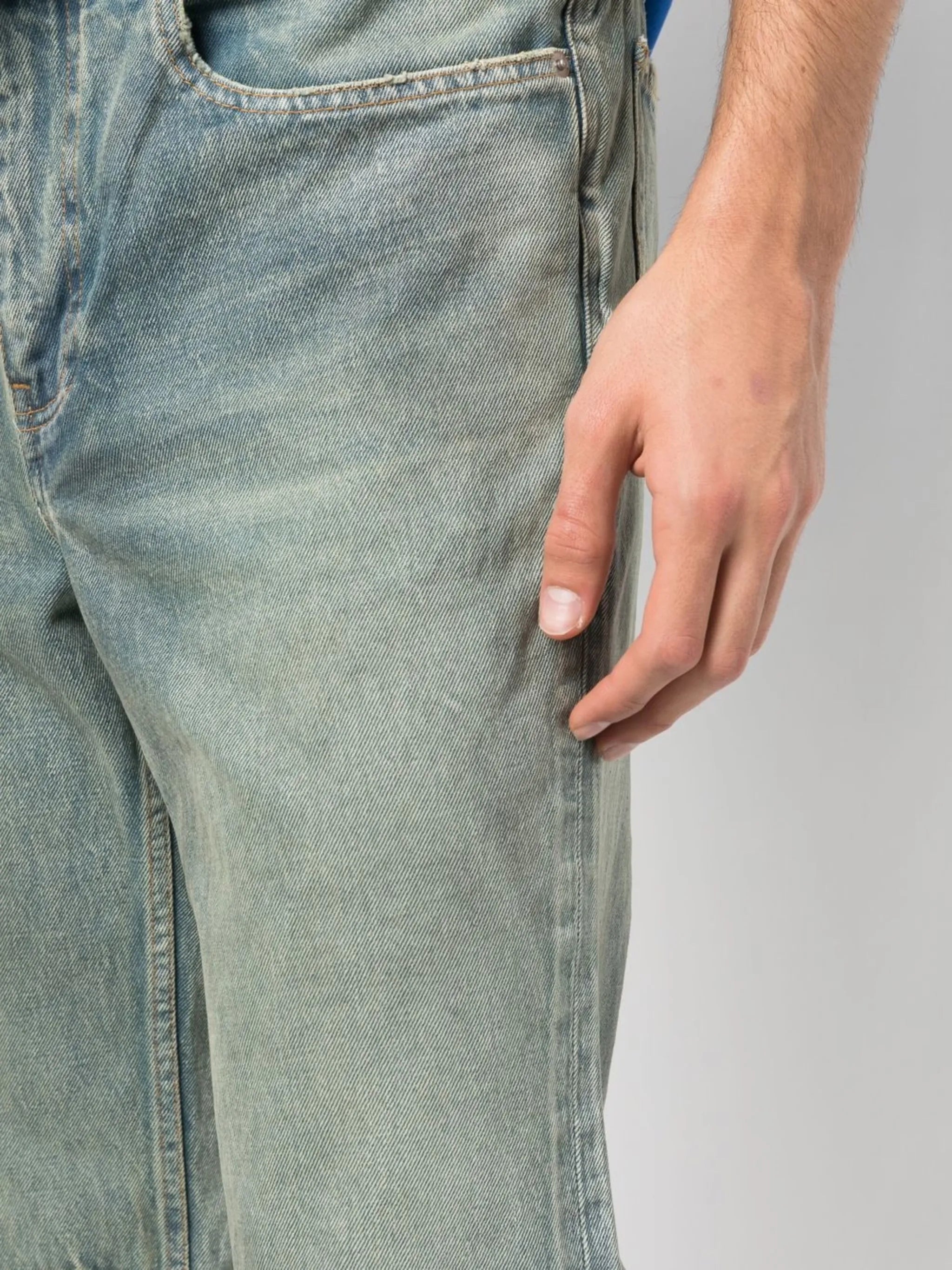 raw-cut slit straight jeans