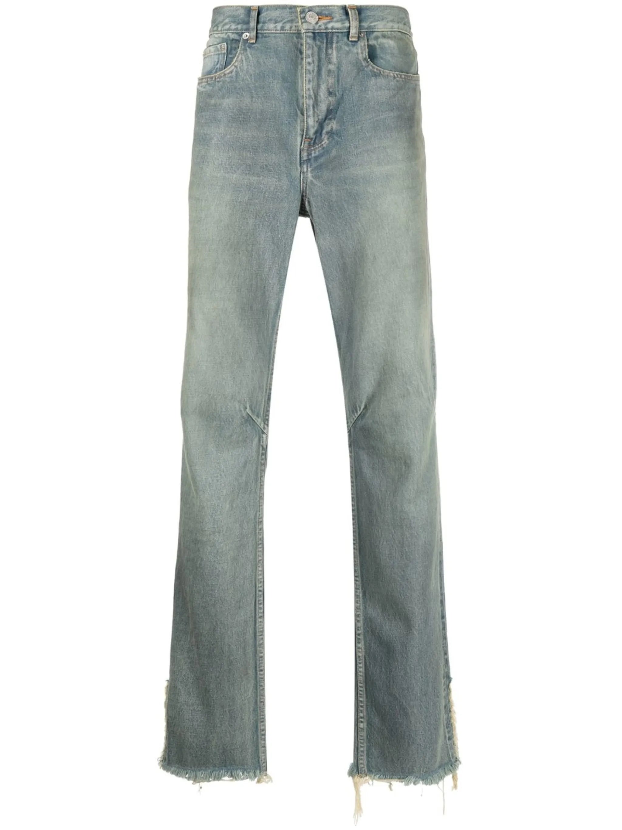 raw-cut slit straight jeans