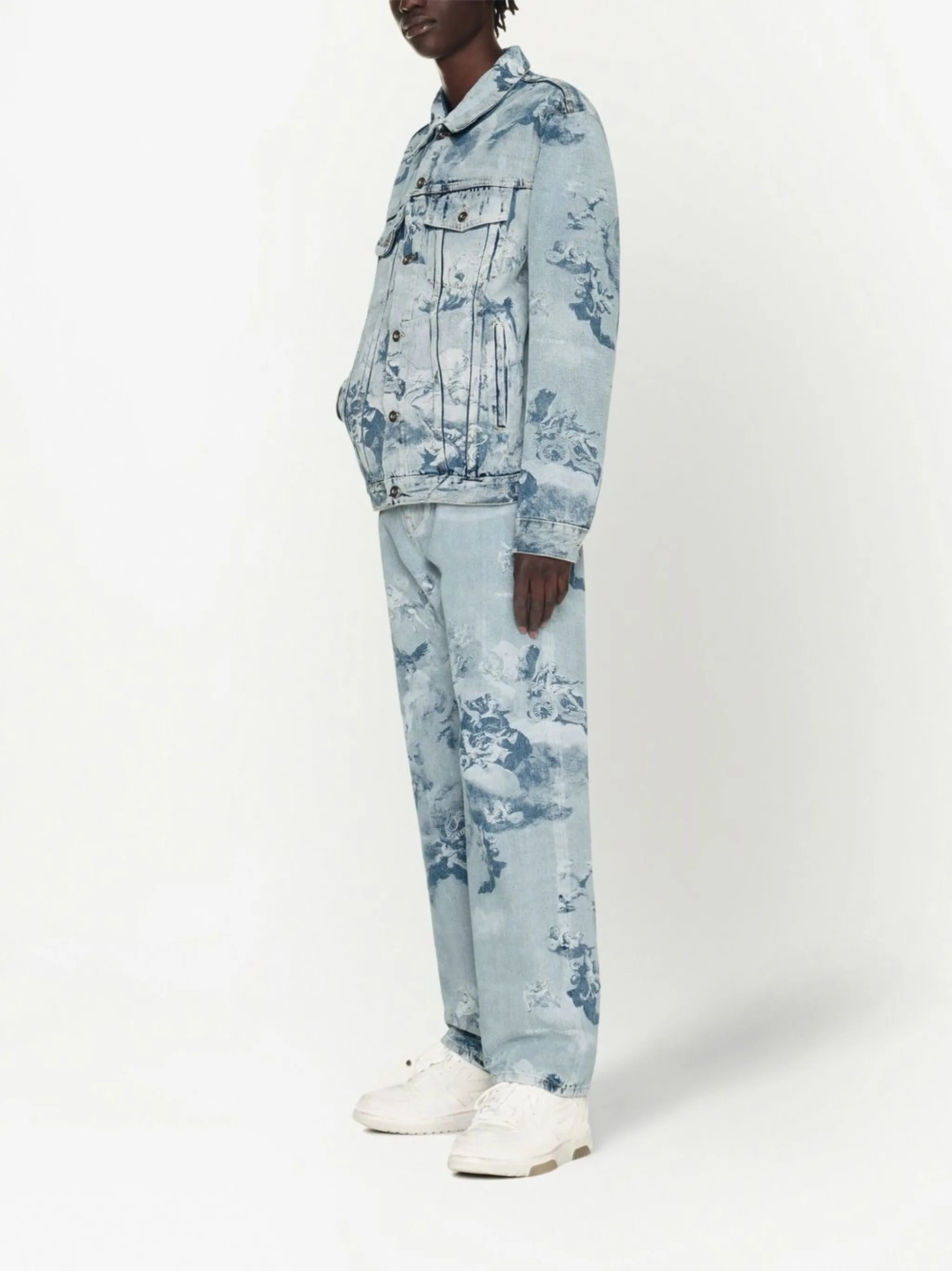 Skate painting-print denim jacket