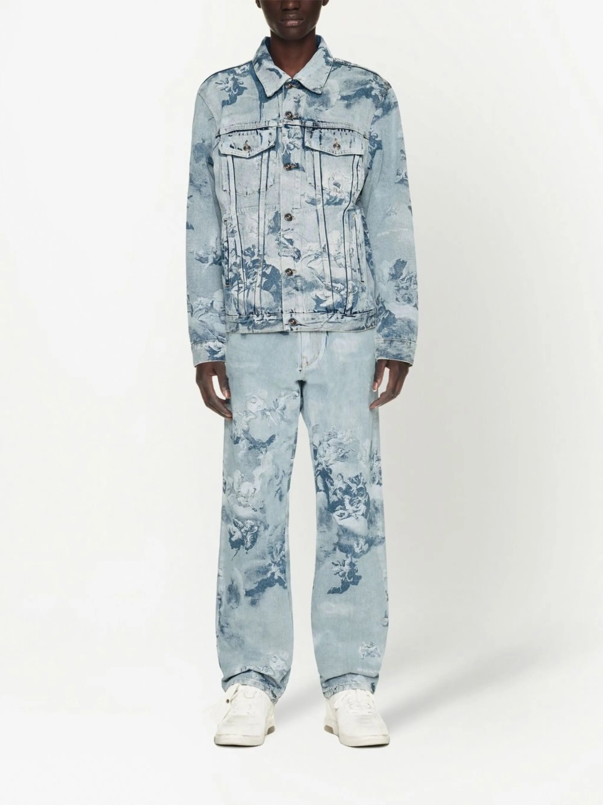 Skate painting-print denim jacket
