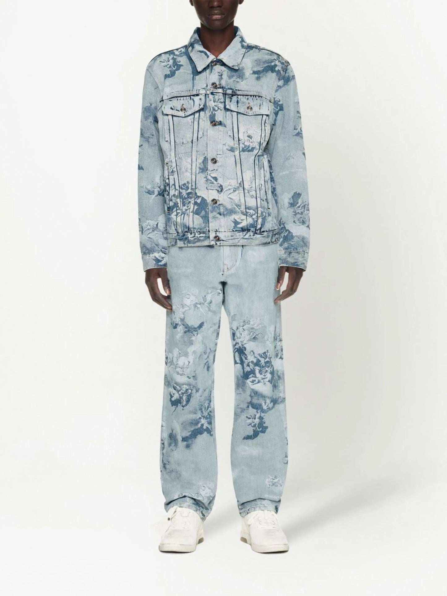 Skate painting-print denim jacket