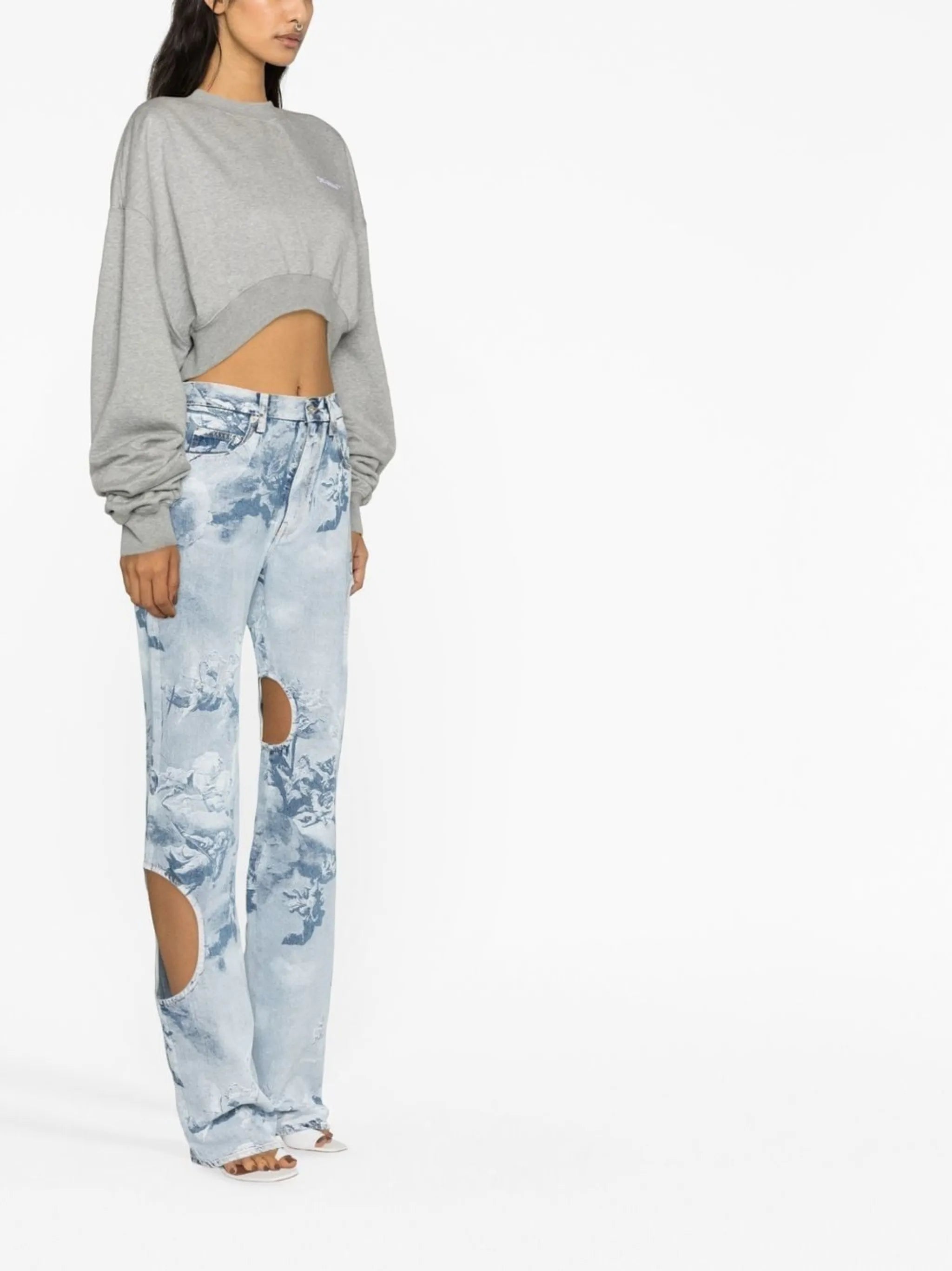 cut-out detail denim jeans