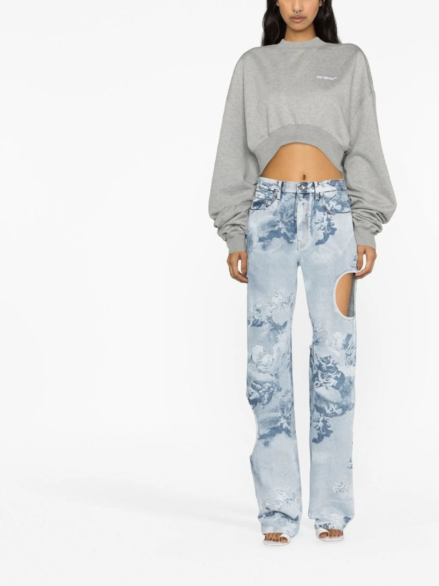 cut-out detail denim jeans