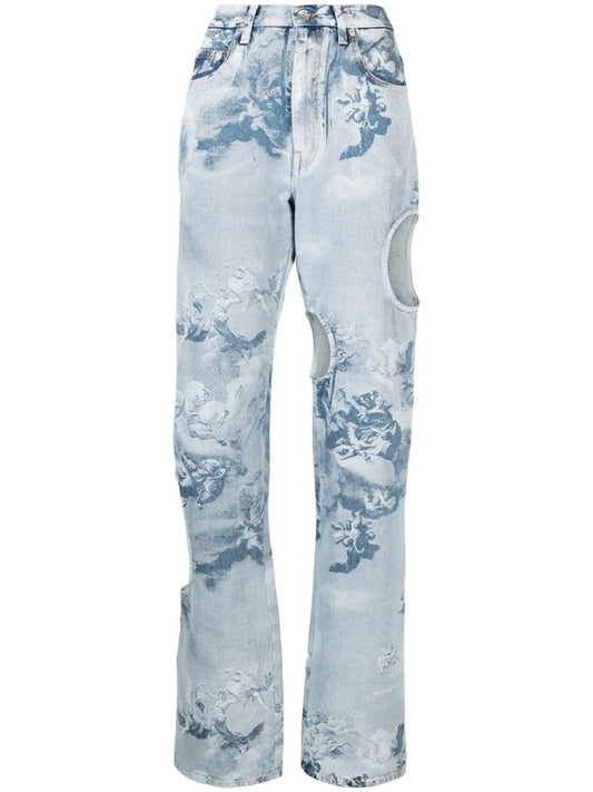 cut-out detail denim jeans