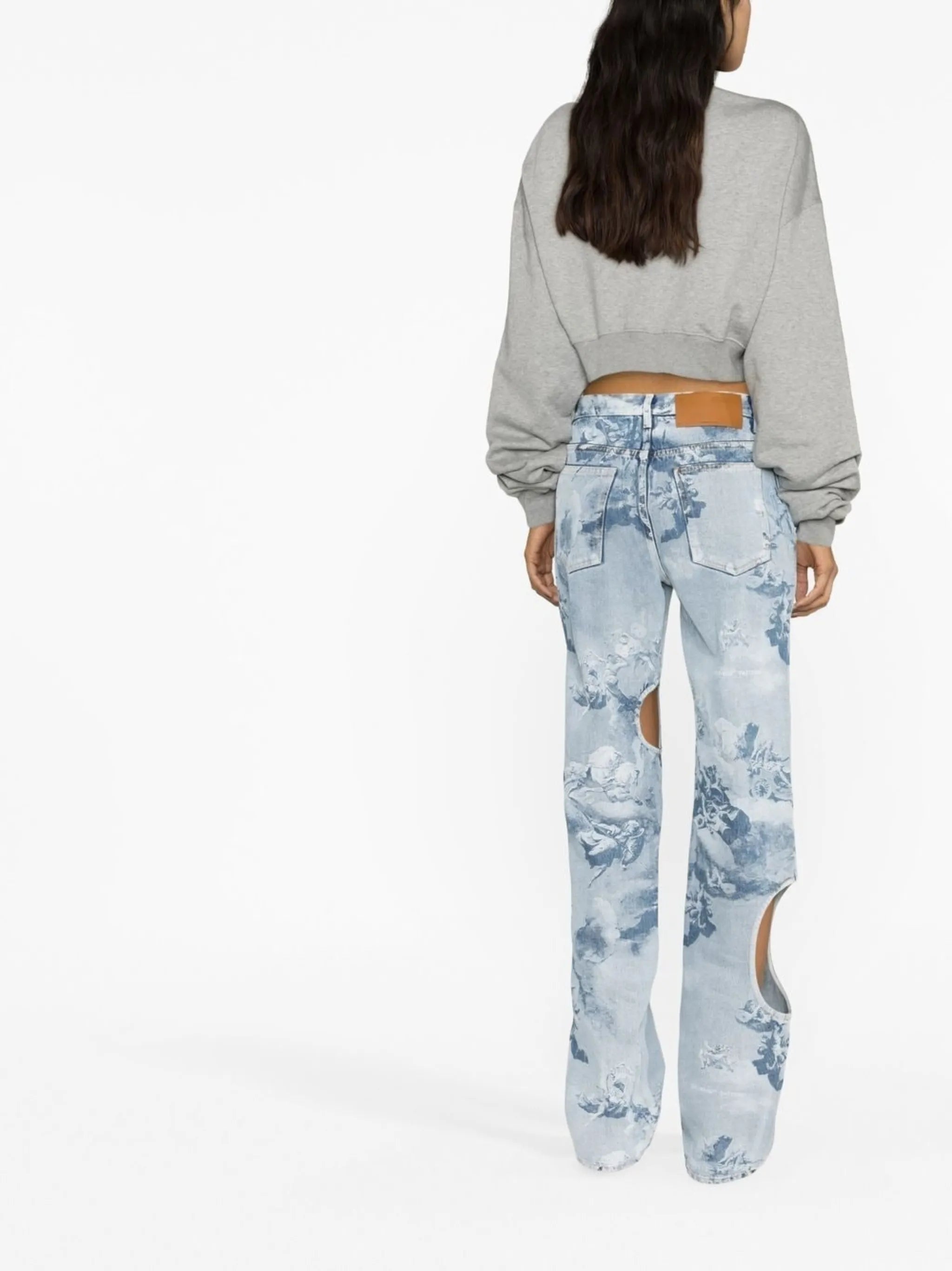 cut-out detail denim jeans