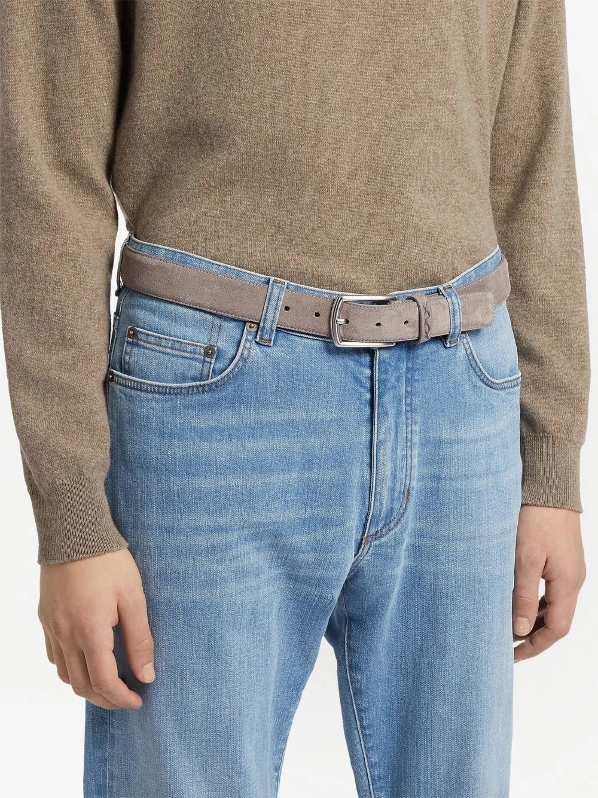 mélange-effect suede belt