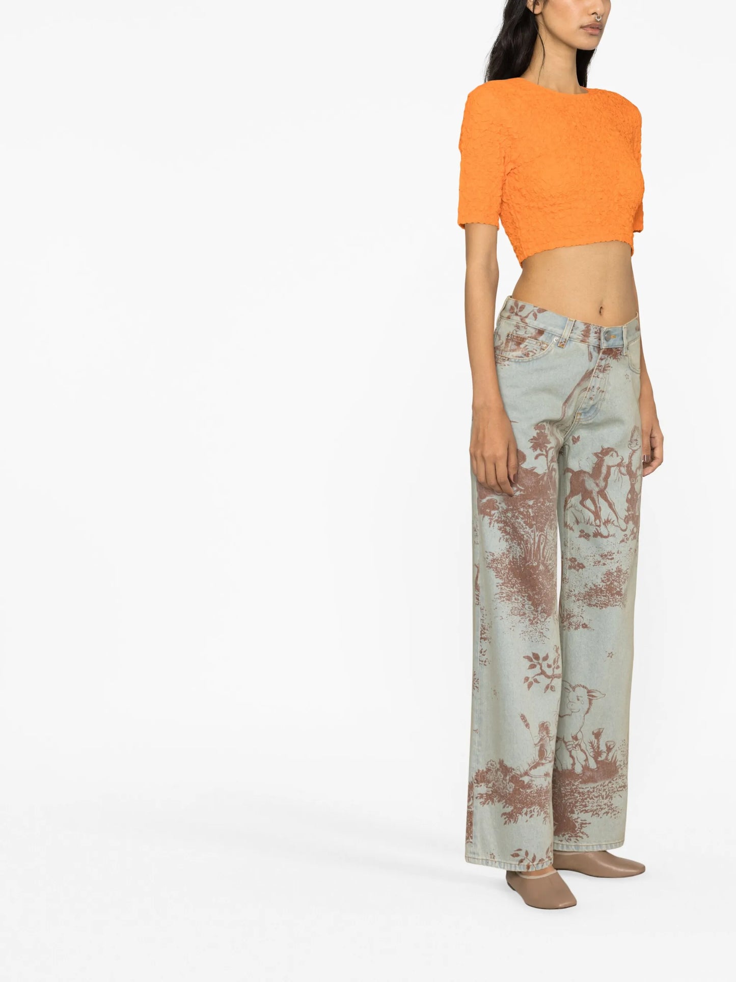 Dorianna printed wide-leg jeans
