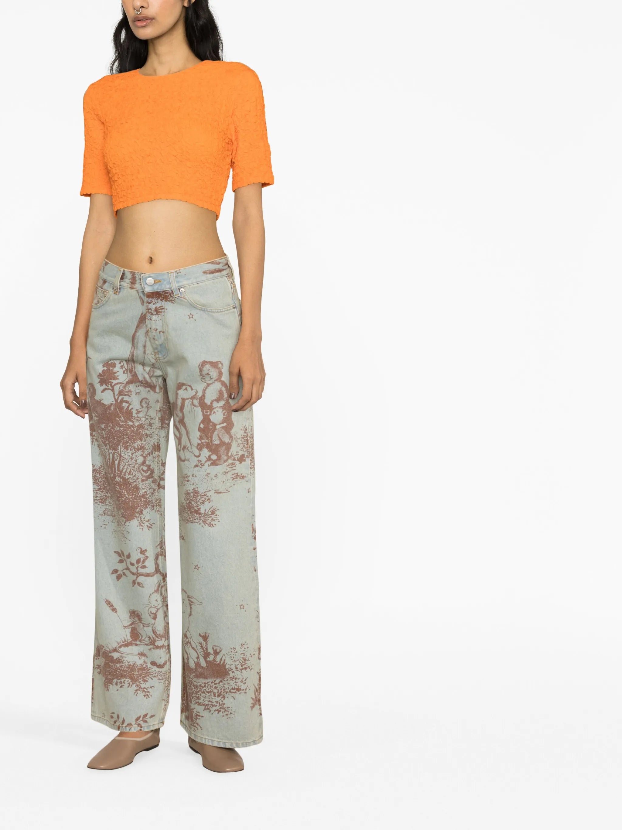 Dorianna printed wide-leg jeans