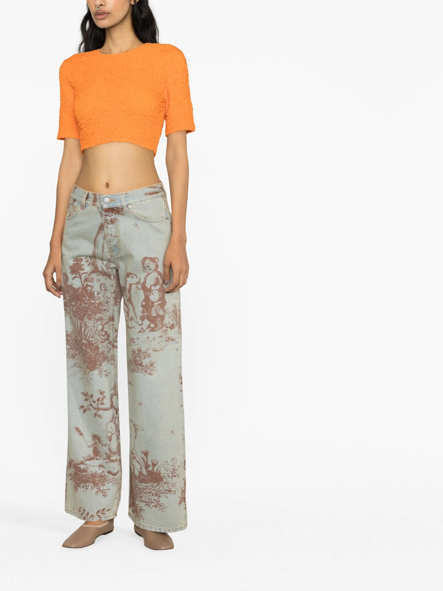Dorianna printed wide-leg jeans
