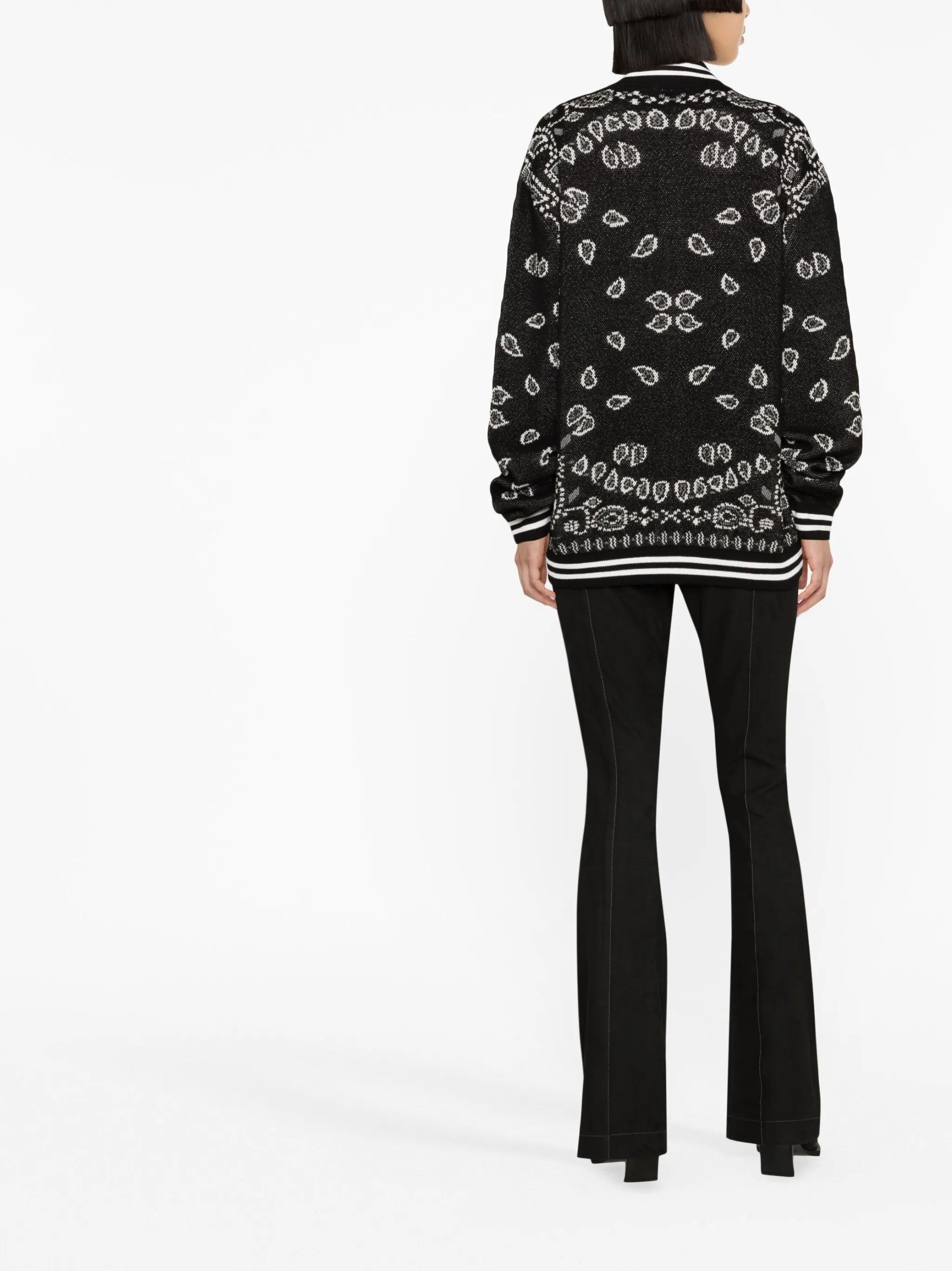 bandana-print intarsia-knit bomber