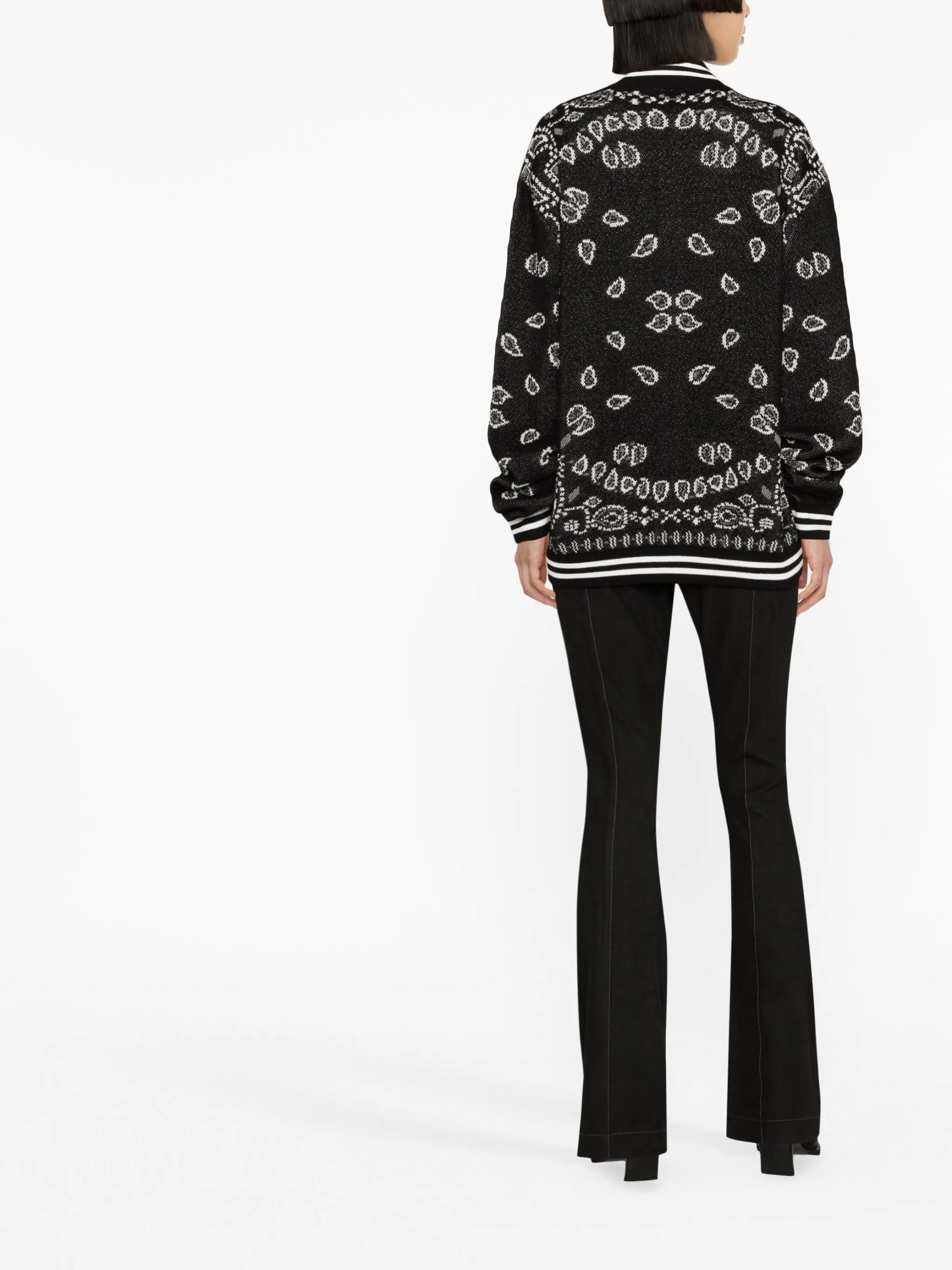 bandana-print intarsia-knit bomber