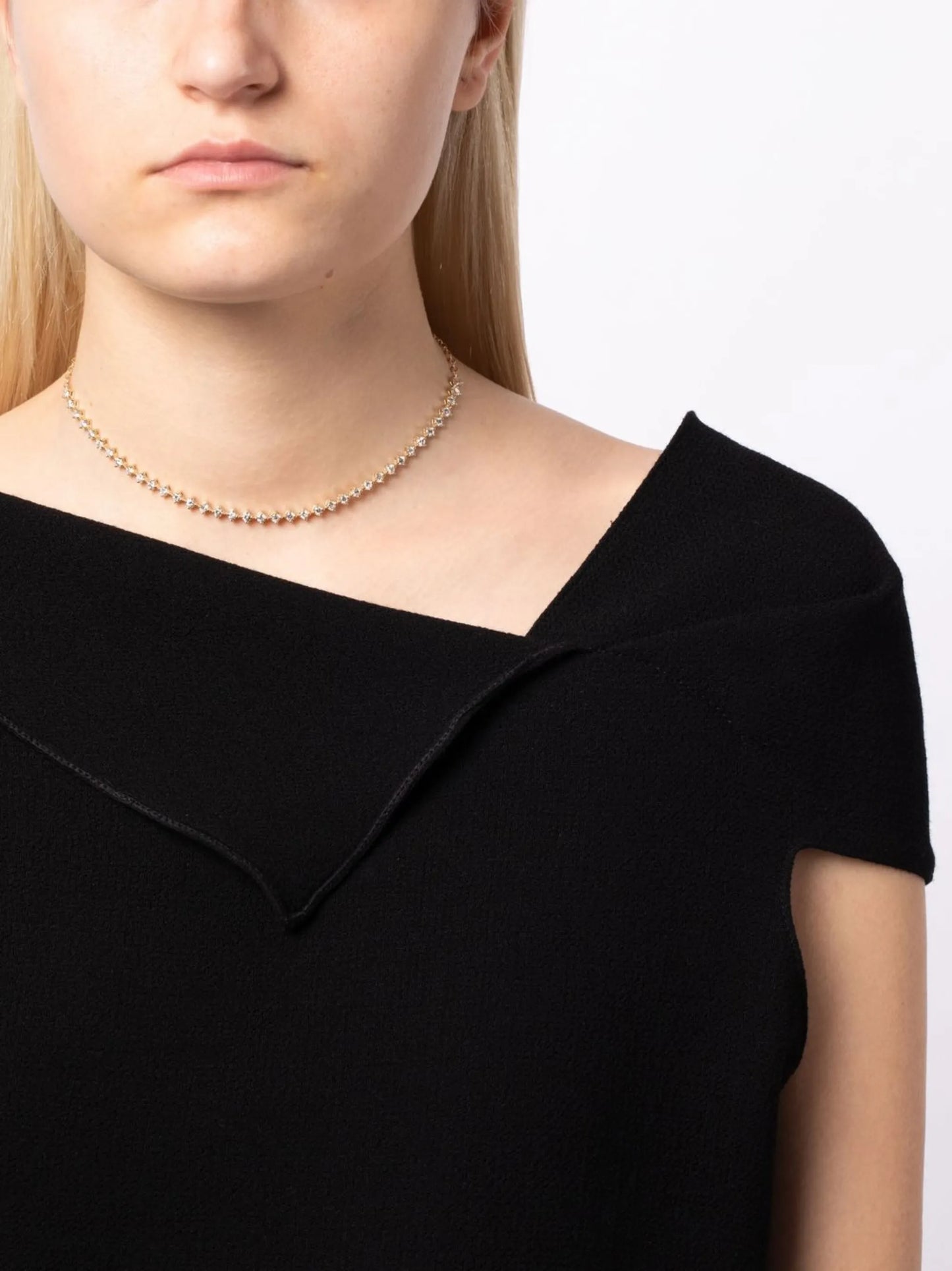 14kt Yellow Gold diamond choker necklace