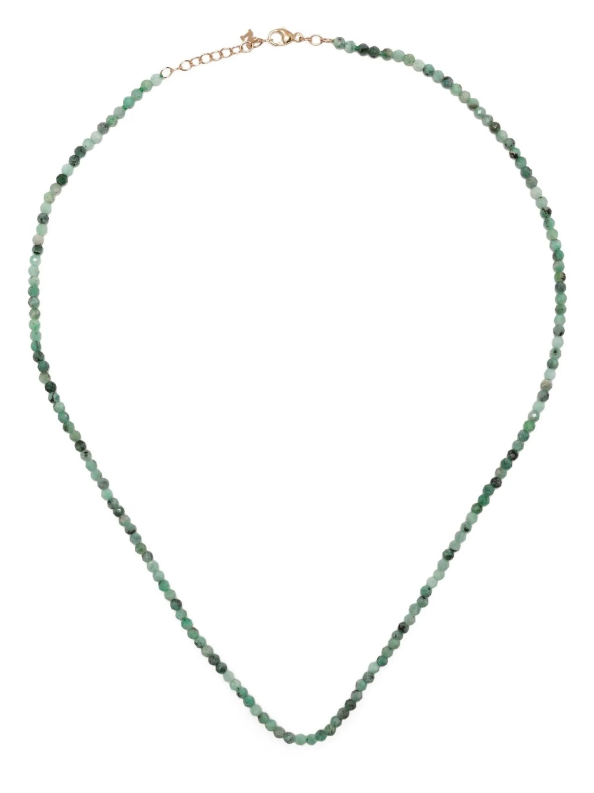 14kt yellow gold emerald beaded necklace