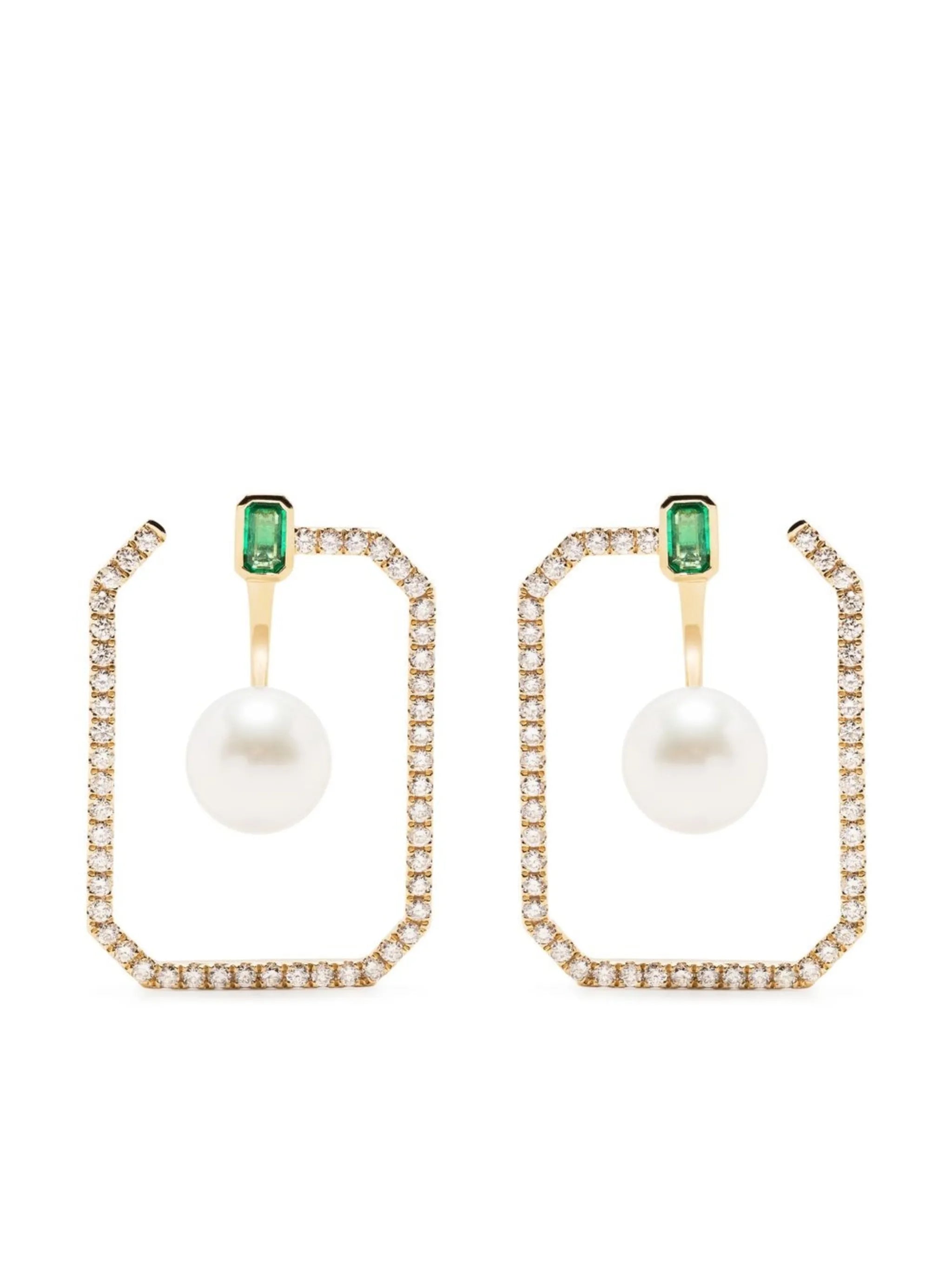 18kt yellow gold multi-stone hoop earring