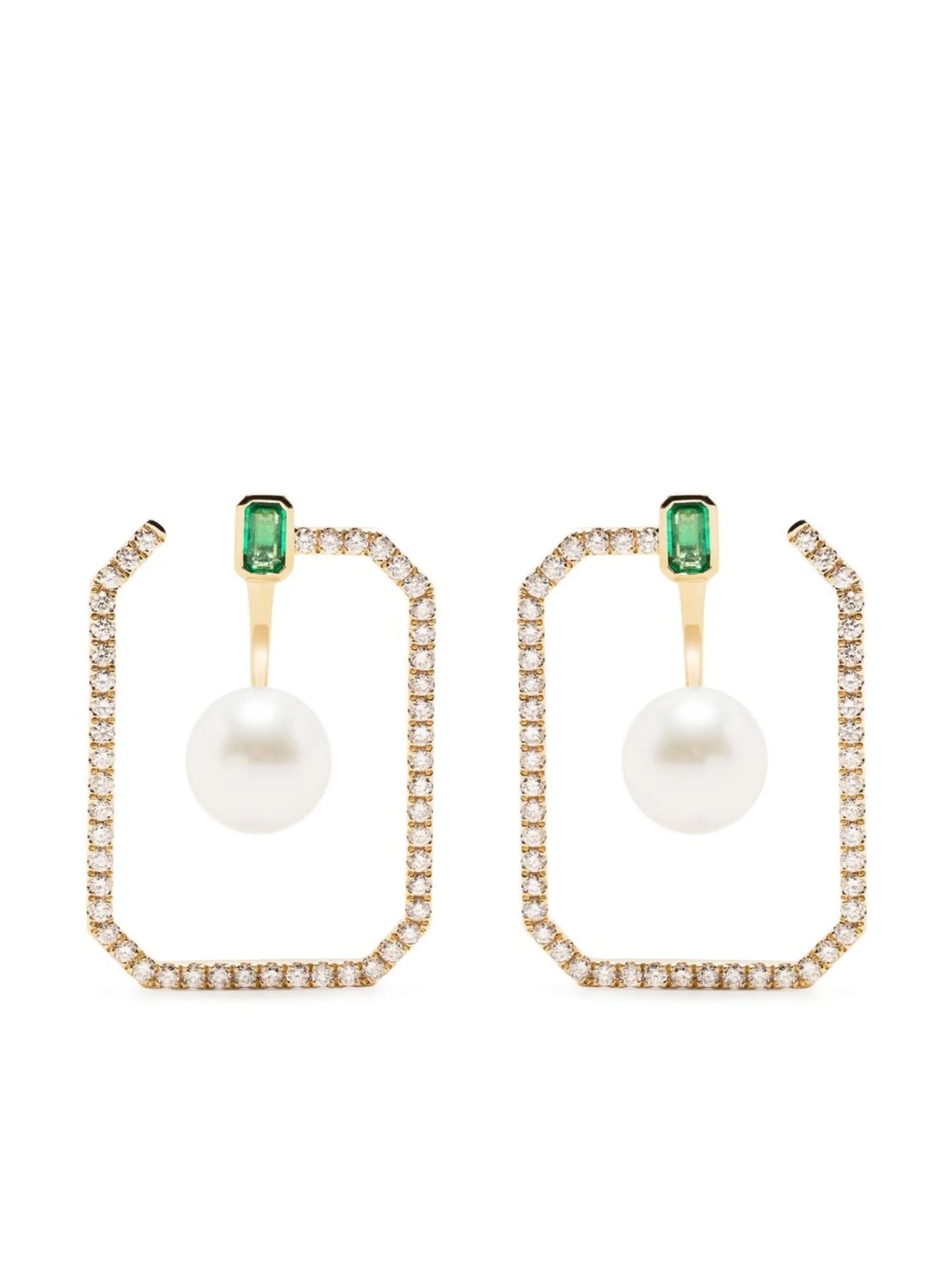 18kt yellow gold multi-stone hoop earring