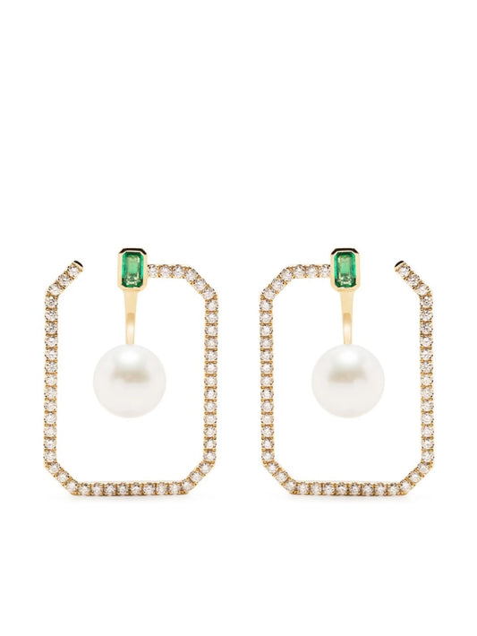 18kt yellow gold multi-stone hoop earring