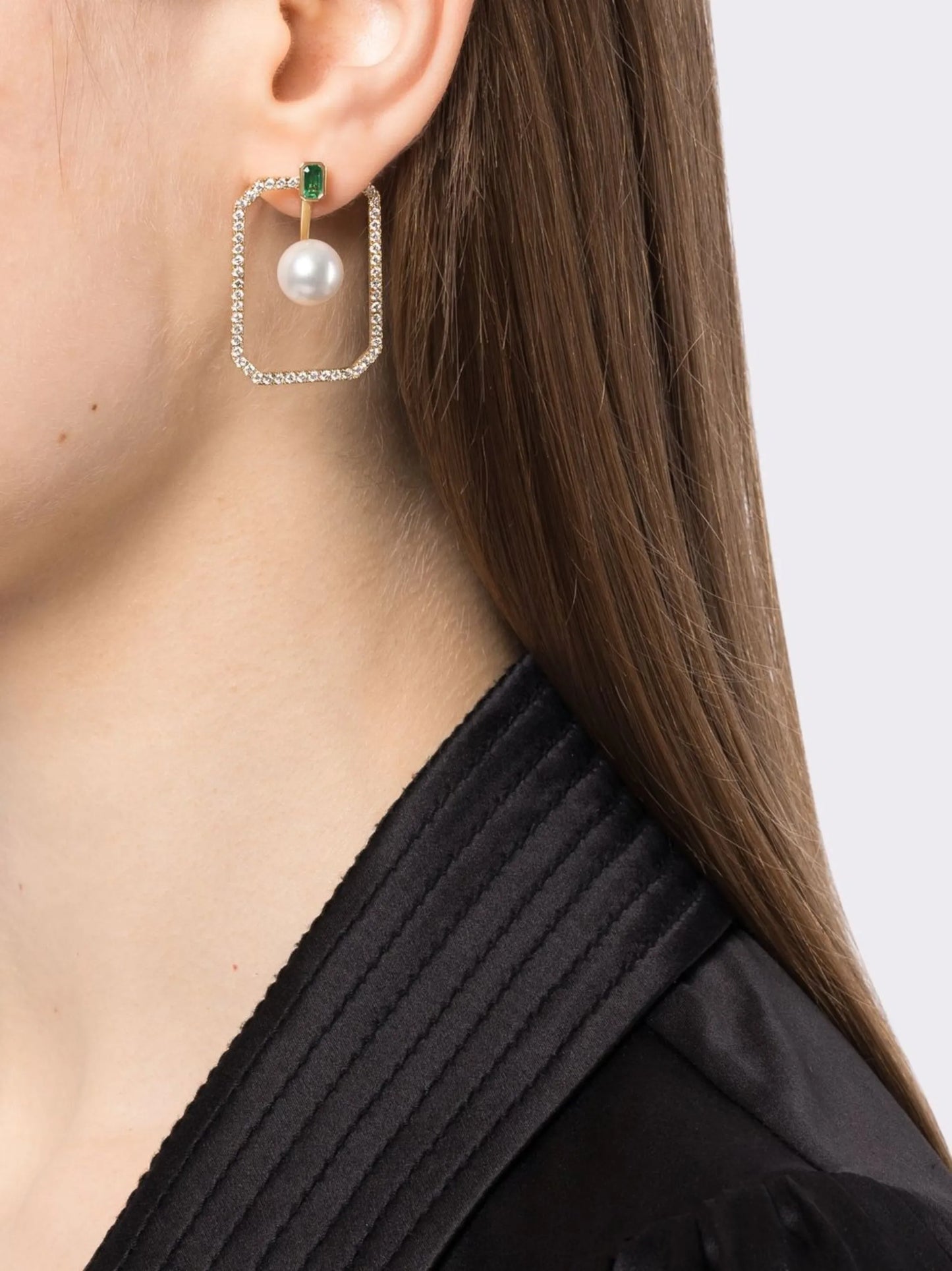 18kt yellow gold multi-stone hoop earring
