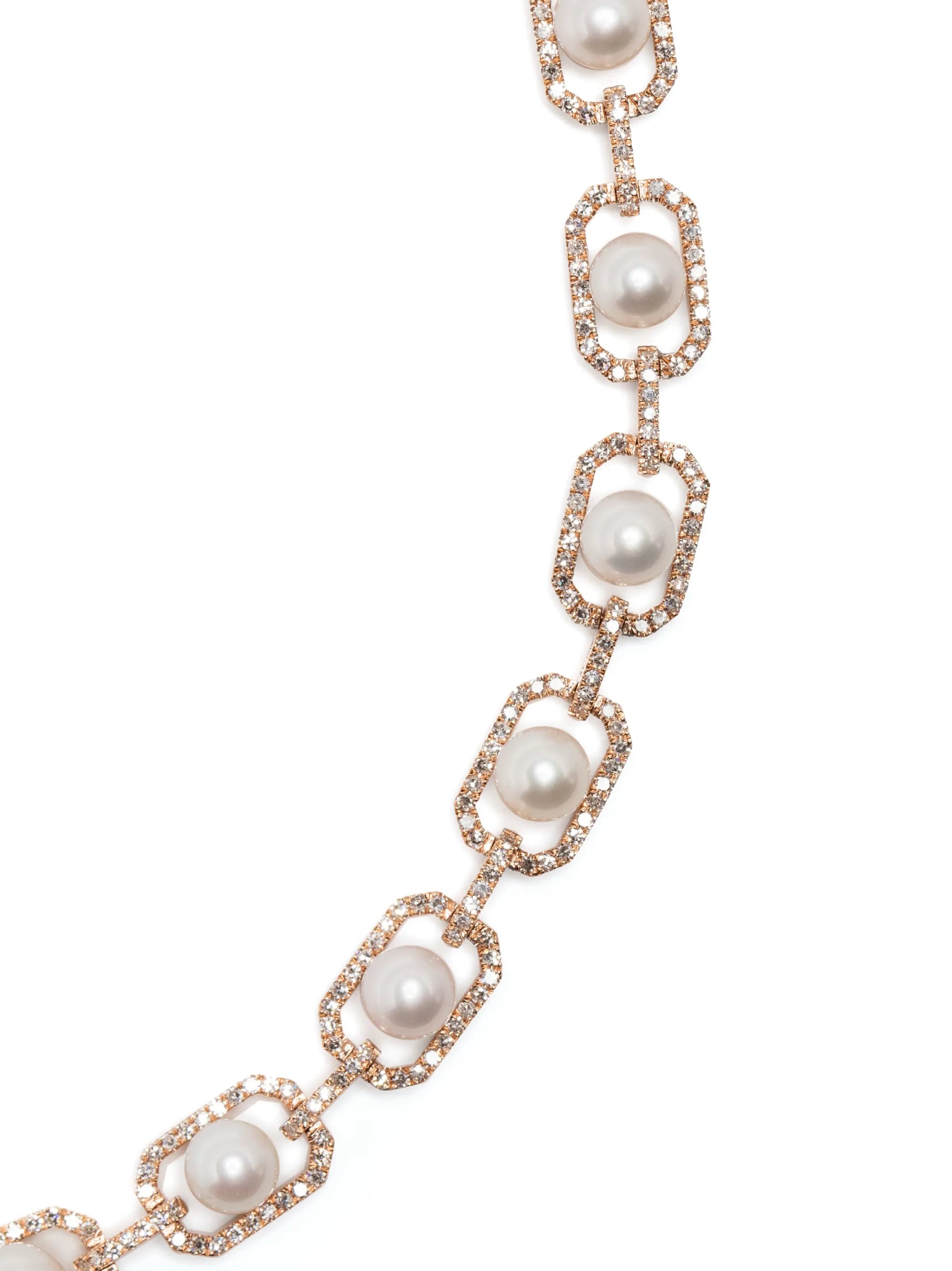 18kt rose gold pearl and diamond necklace