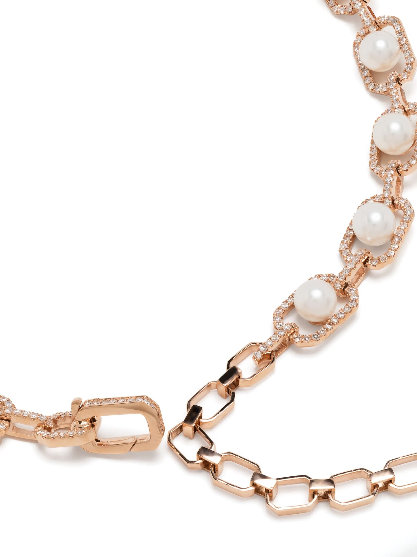18kt rose gold pearl and diamond necklace
