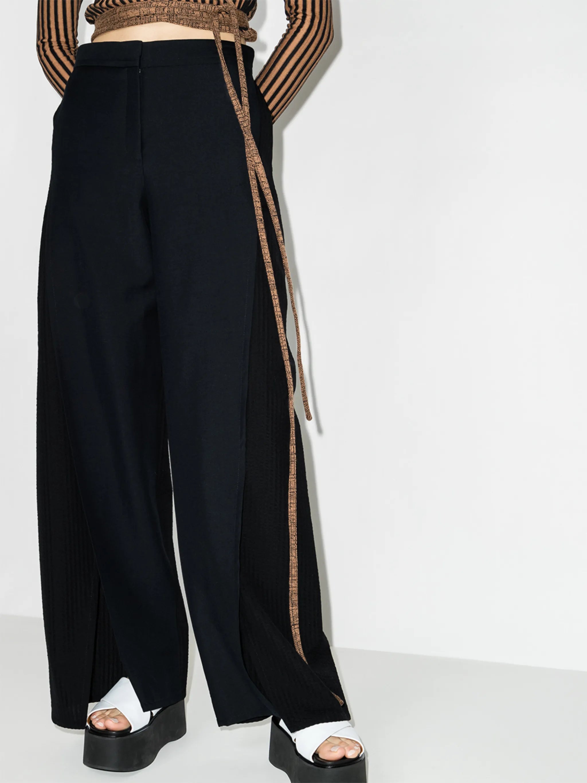high-waisted tailored trousers