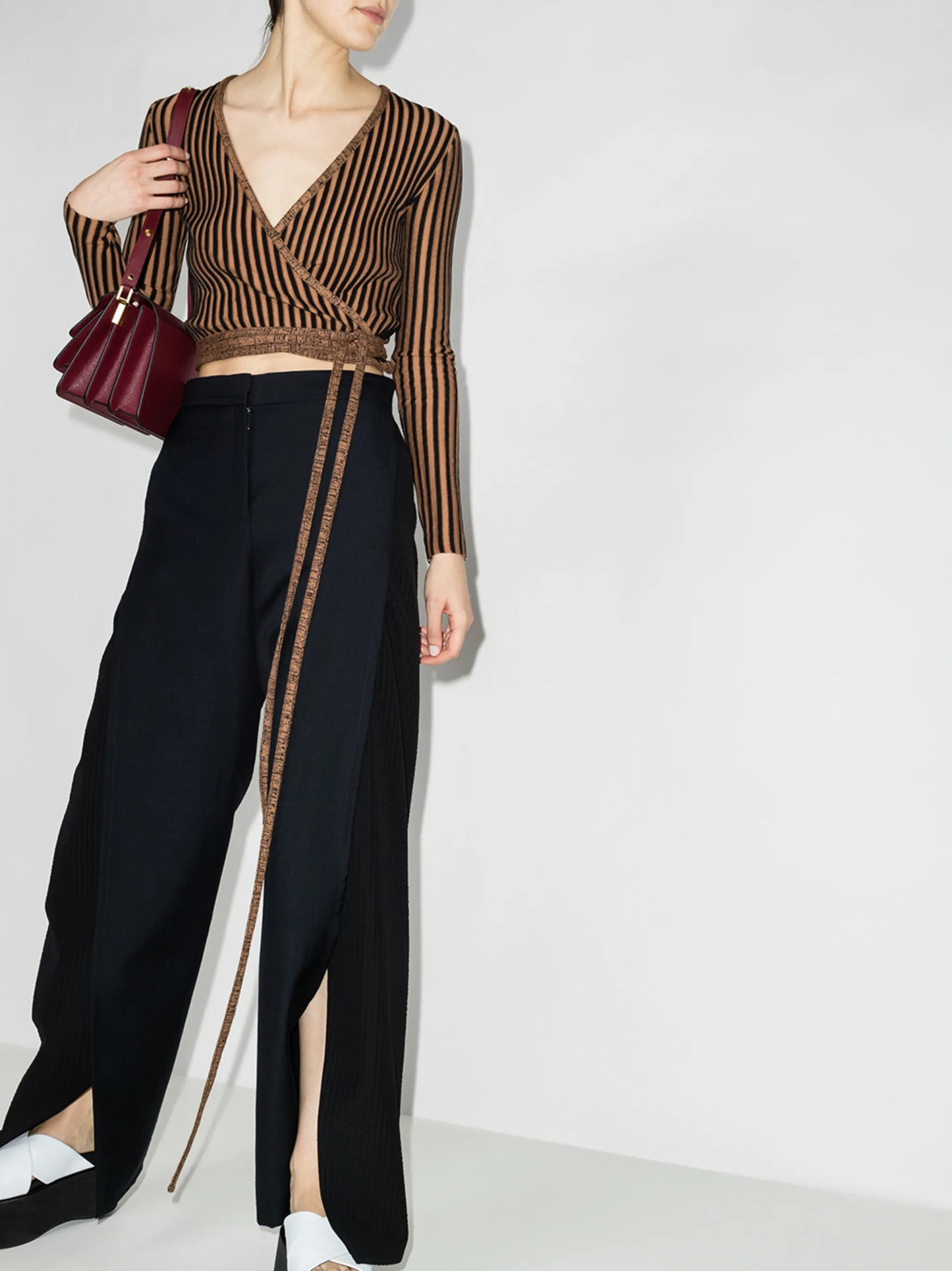 high-waisted tailored trousers