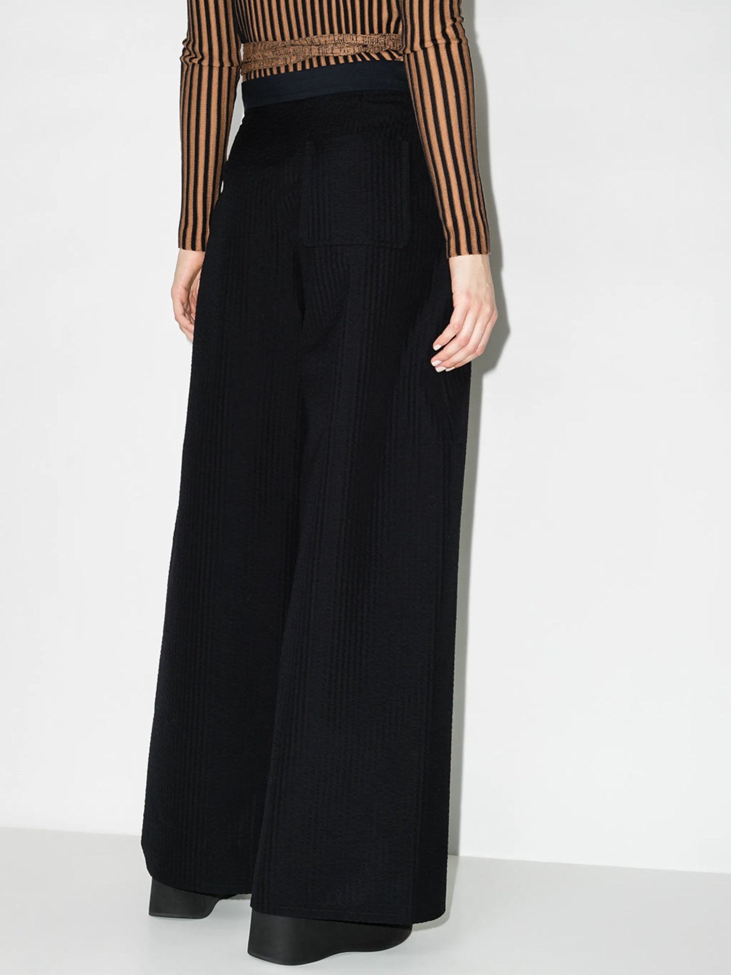 high-waisted tailored trousers