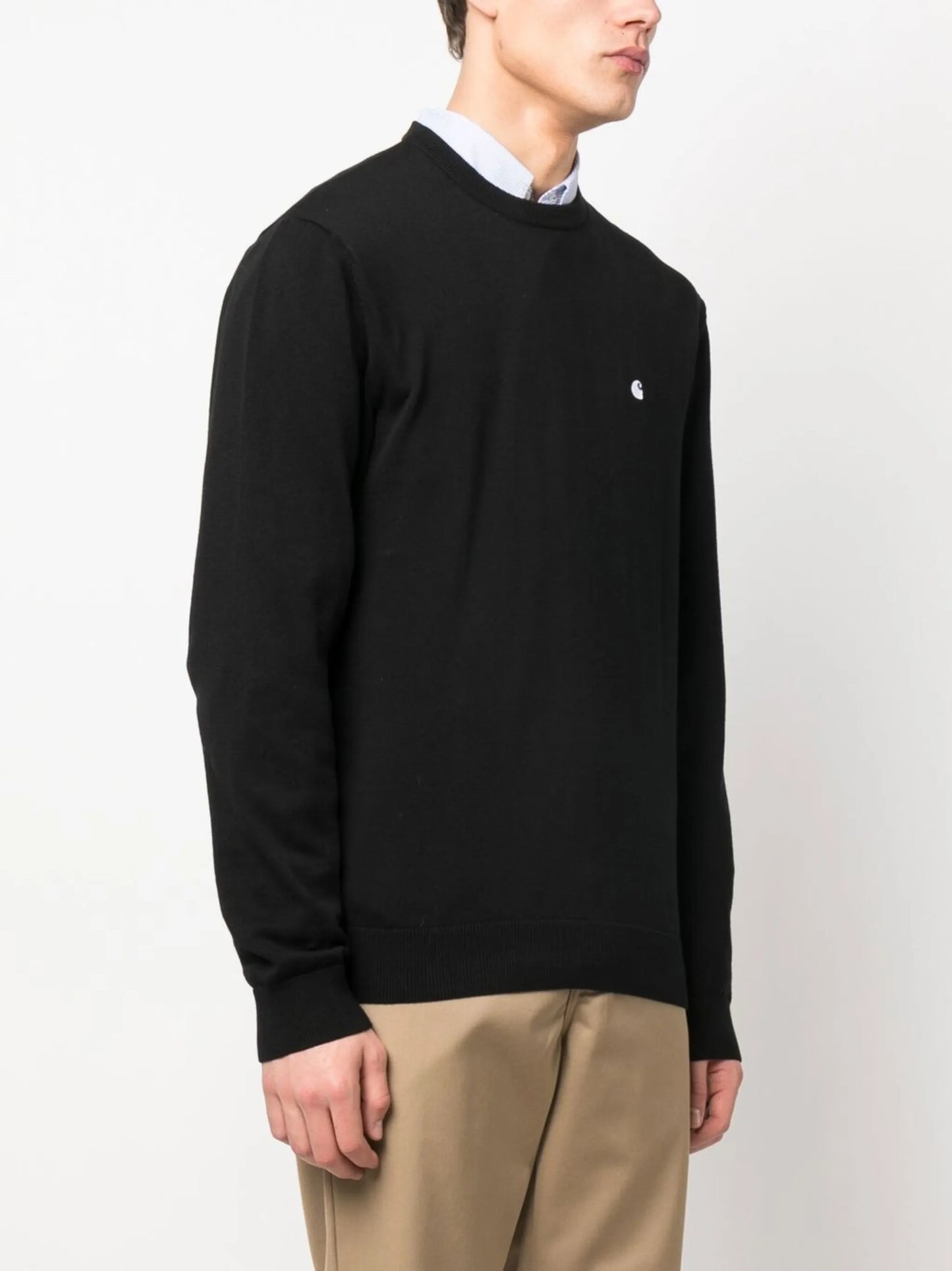 logo-embroidered crew neck jumper