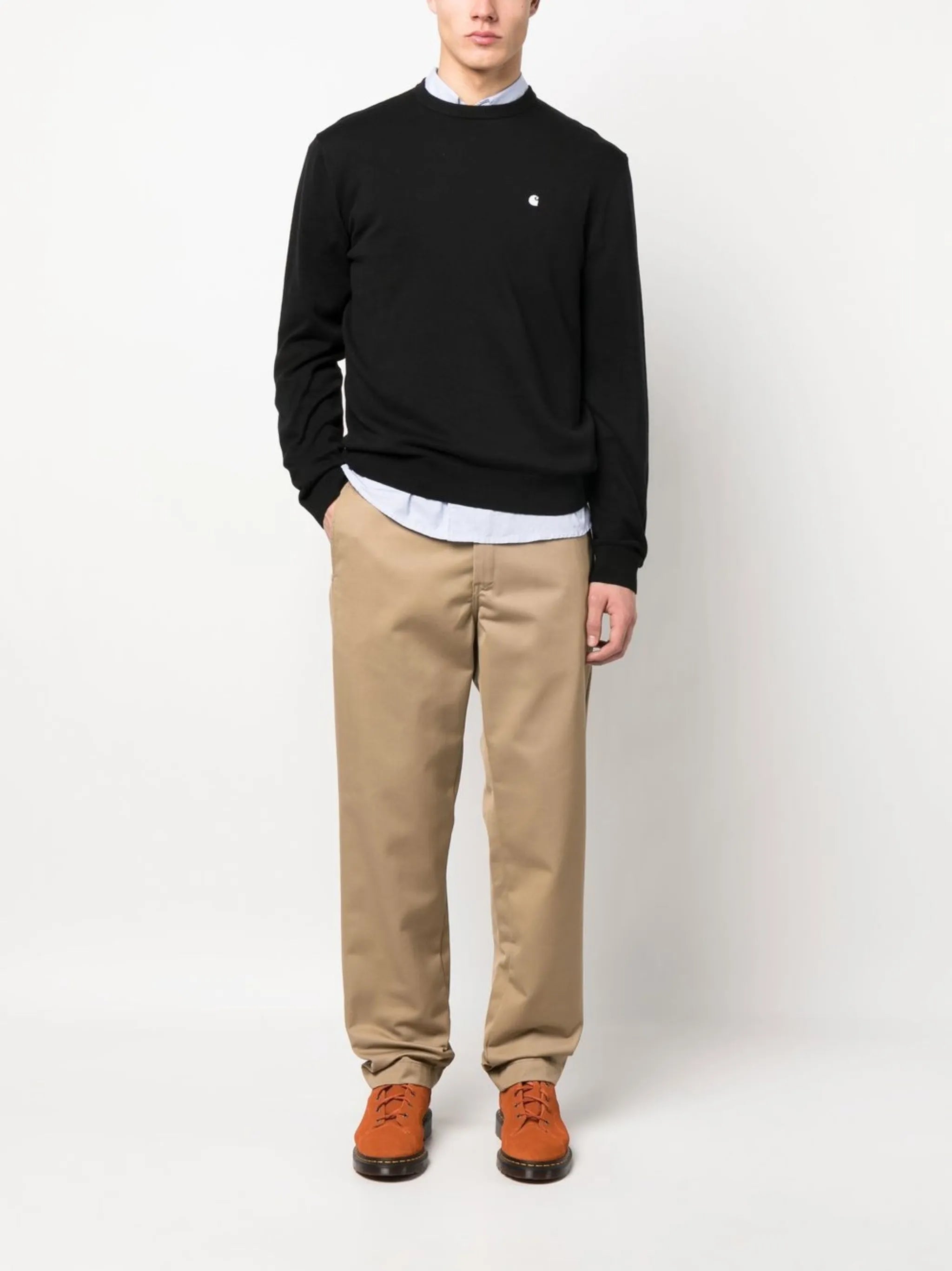 logo-embroidered crew neck jumper