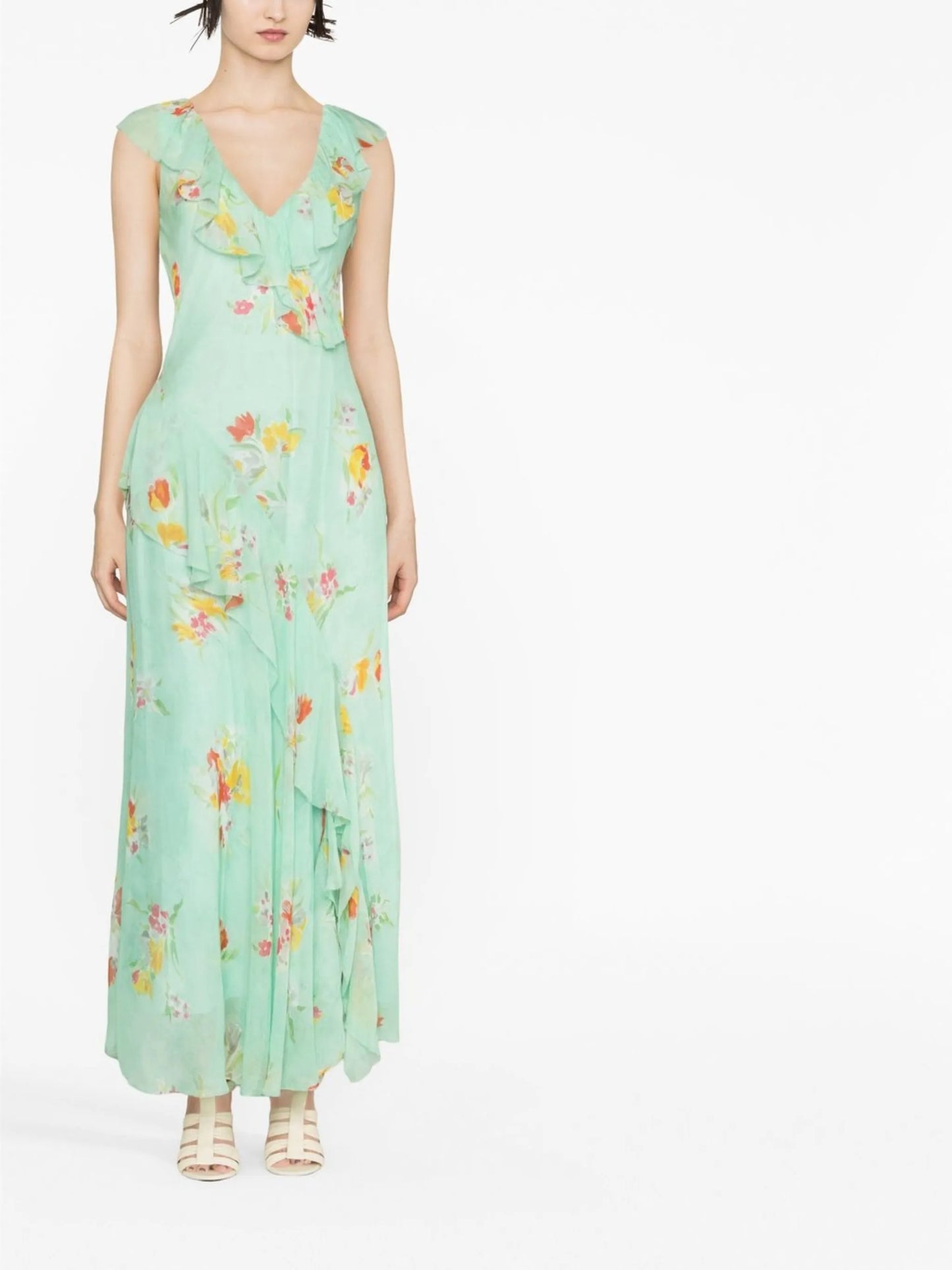 floral-print ruffled dress