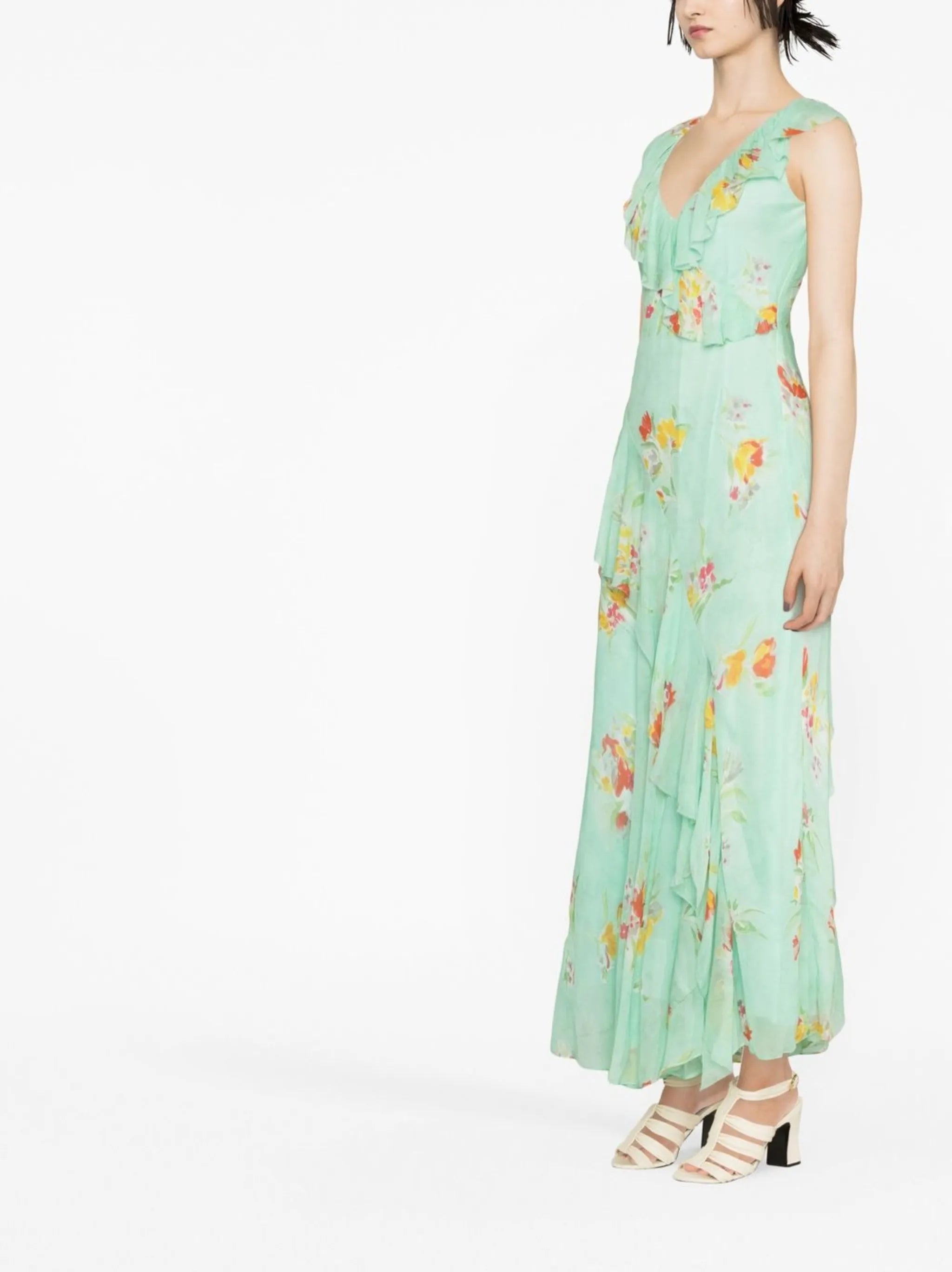 floral-print ruffled dress