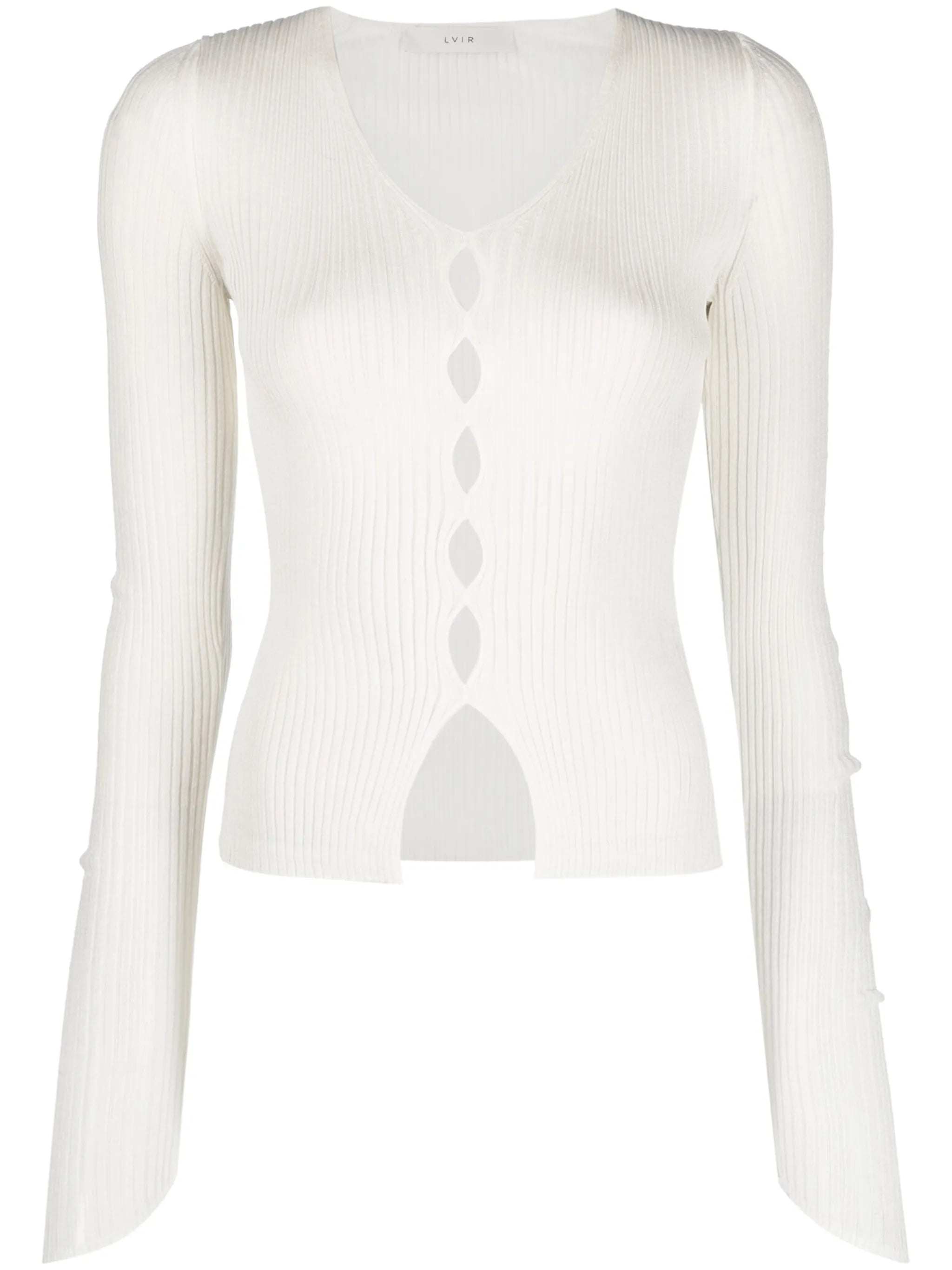Ribbed V-neck cardigan