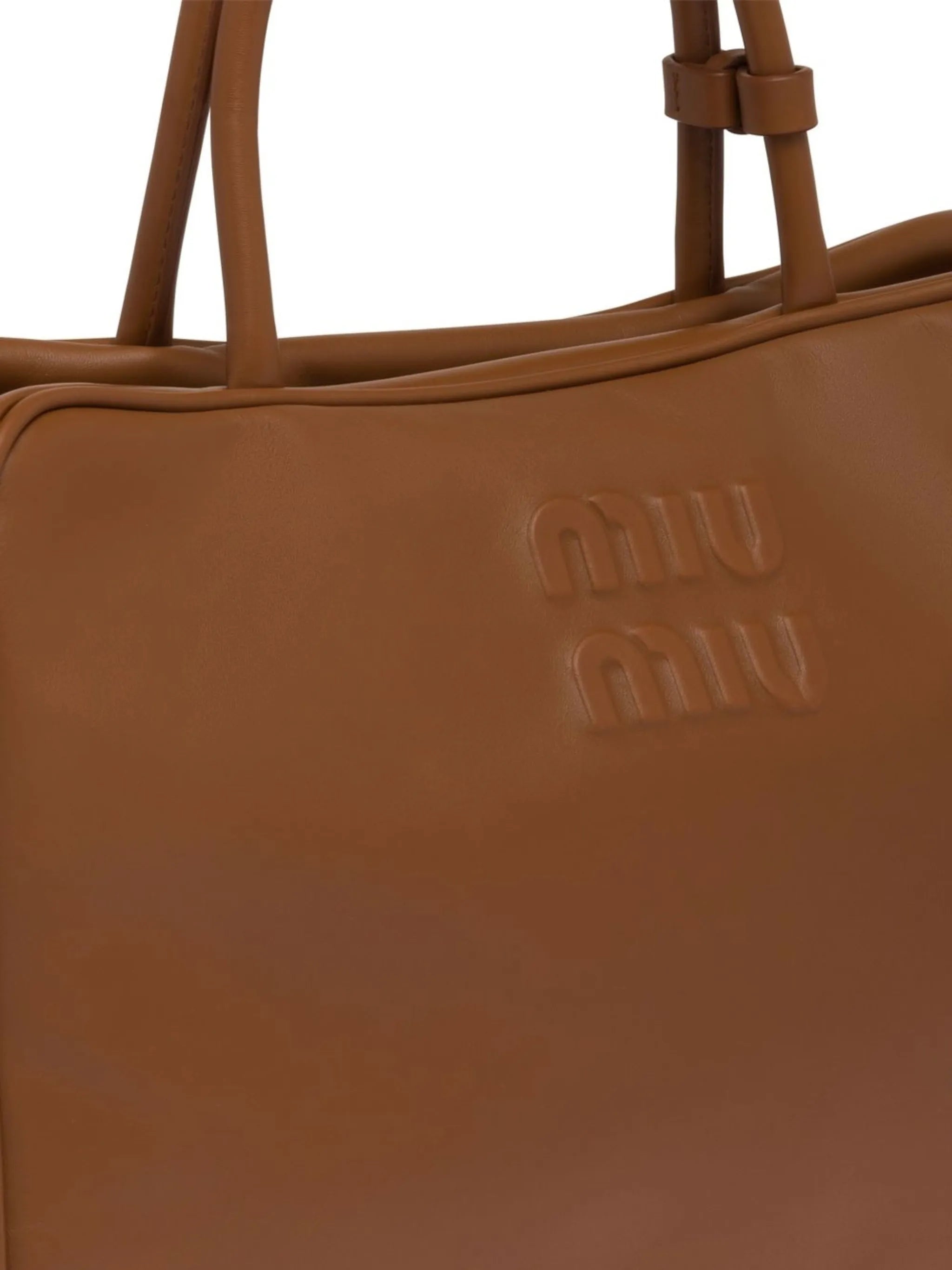 debossed-logo leather tote bag