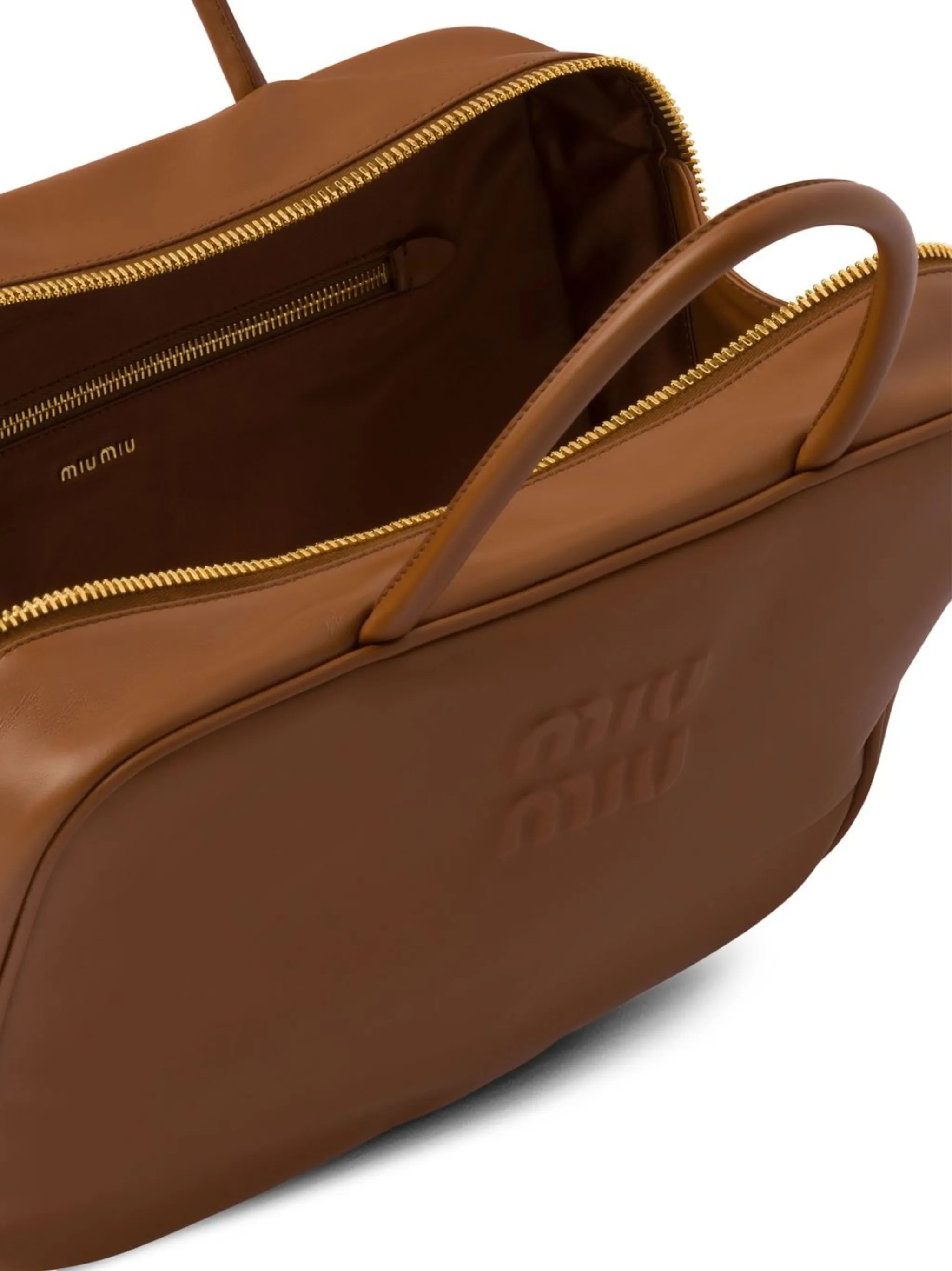 debossed-logo leather tote bag