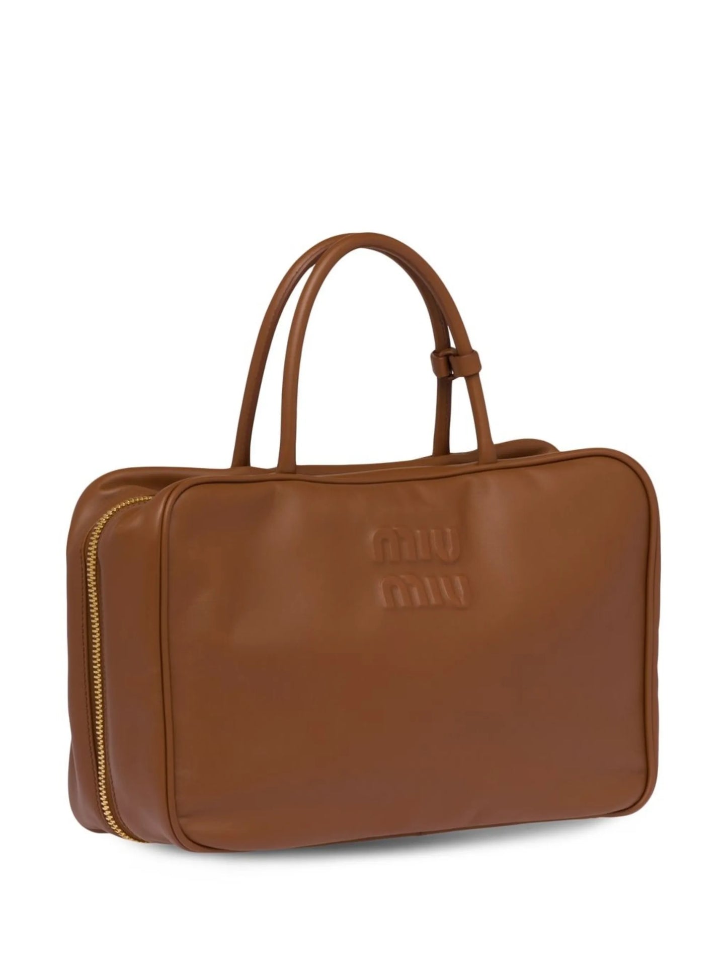 debossed-logo leather tote bag