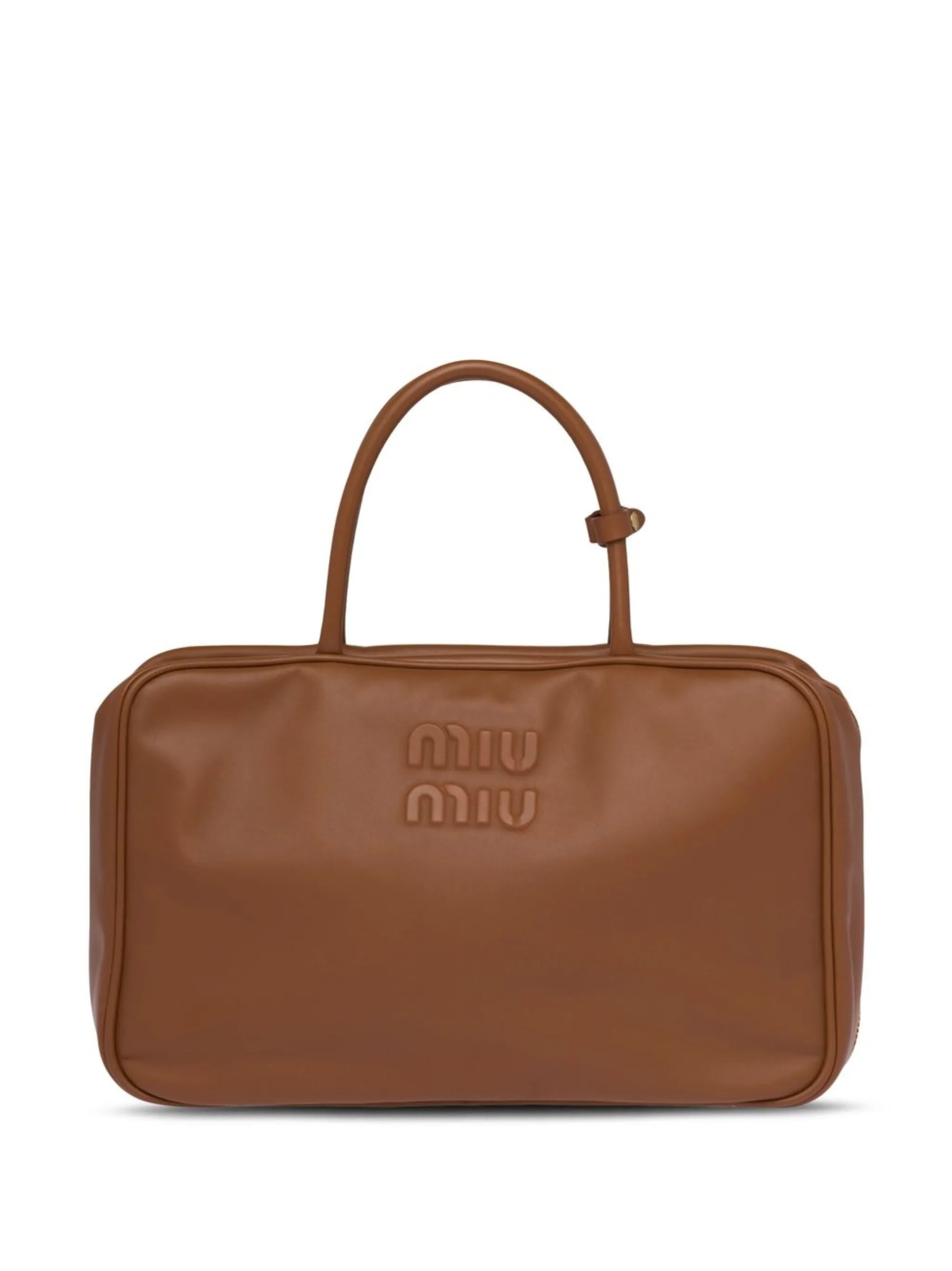 debossed-logo leather tote bag