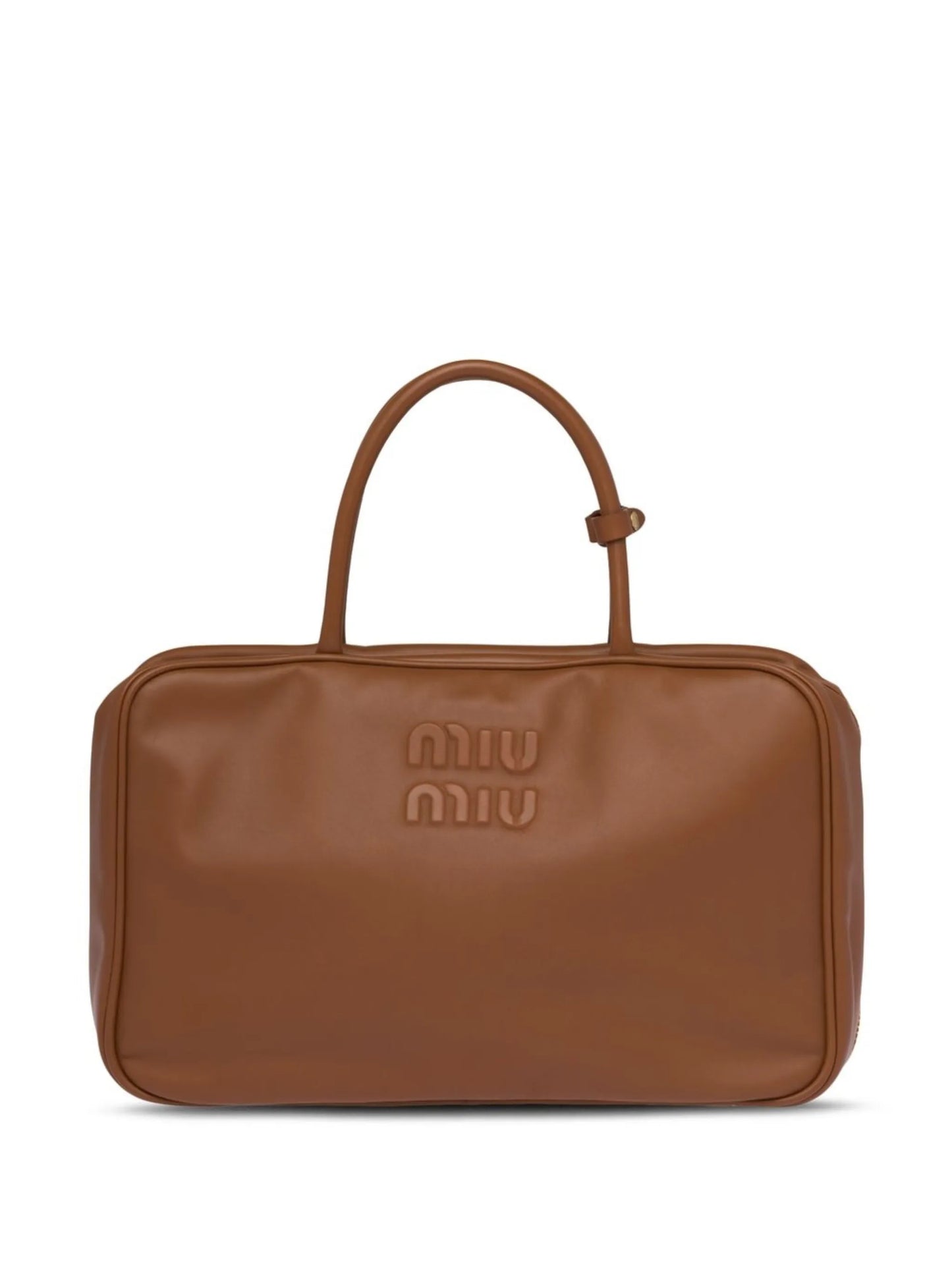 debossed-logo leather tote bag