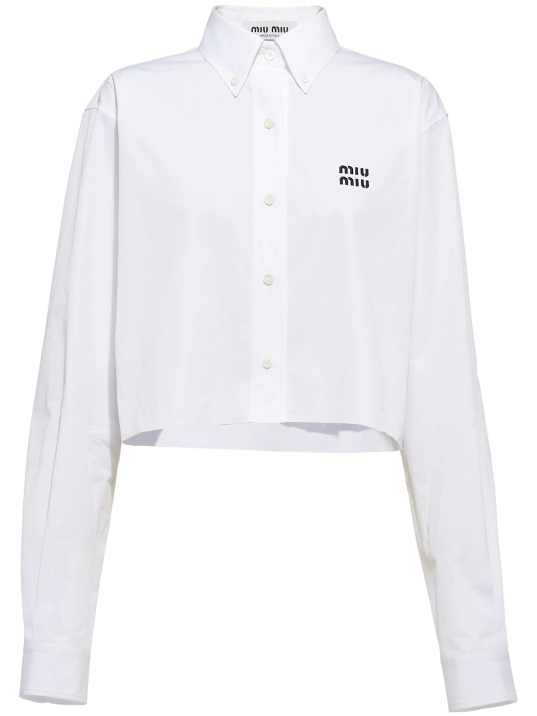 embroidered-logo cropped shirt