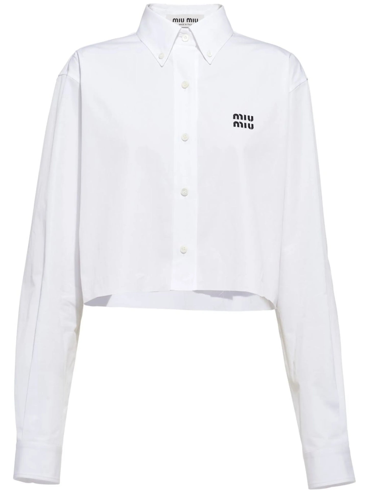 embroidered-logo cropped shirt