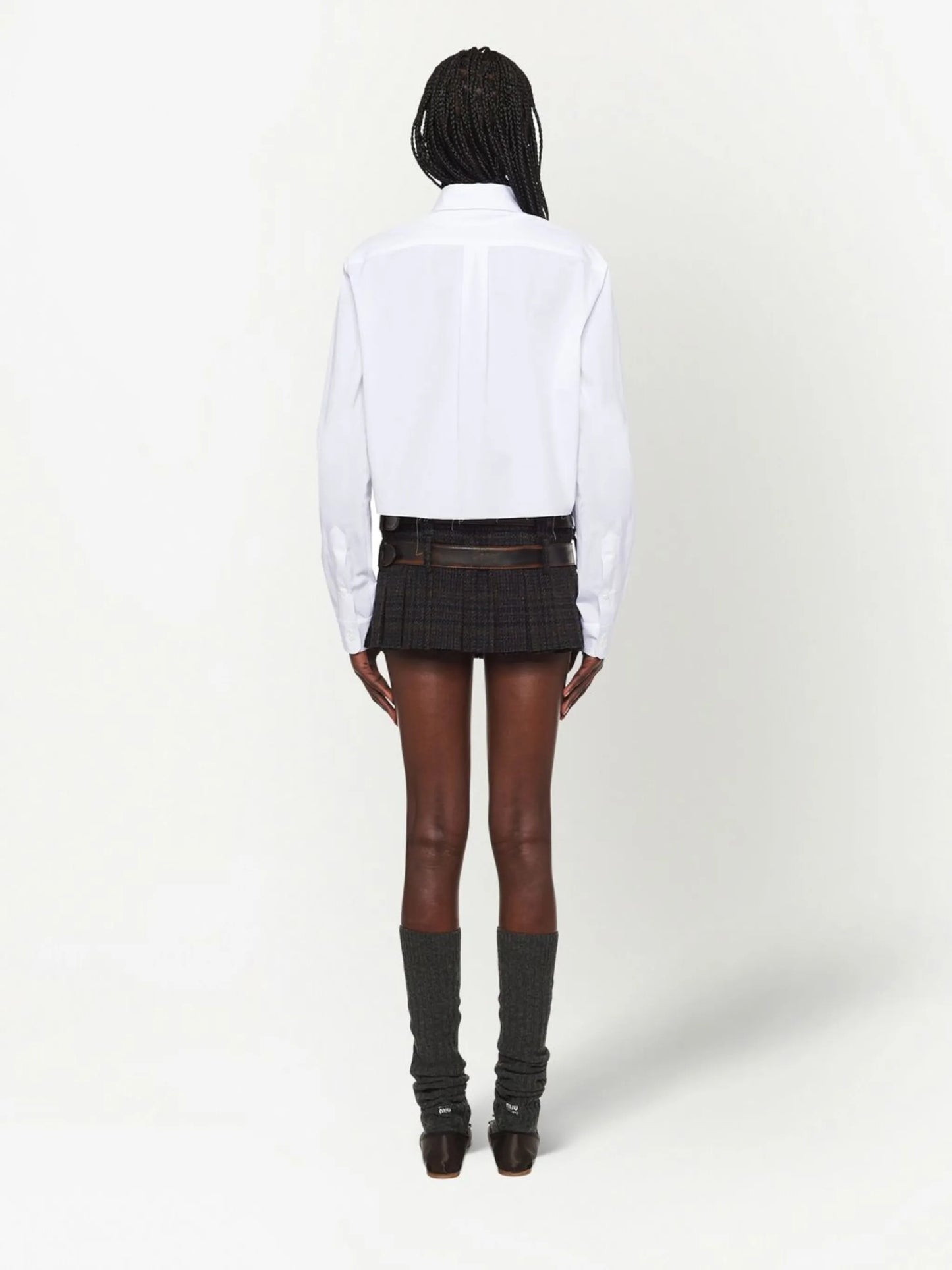 embroidered-logo cropped shirt