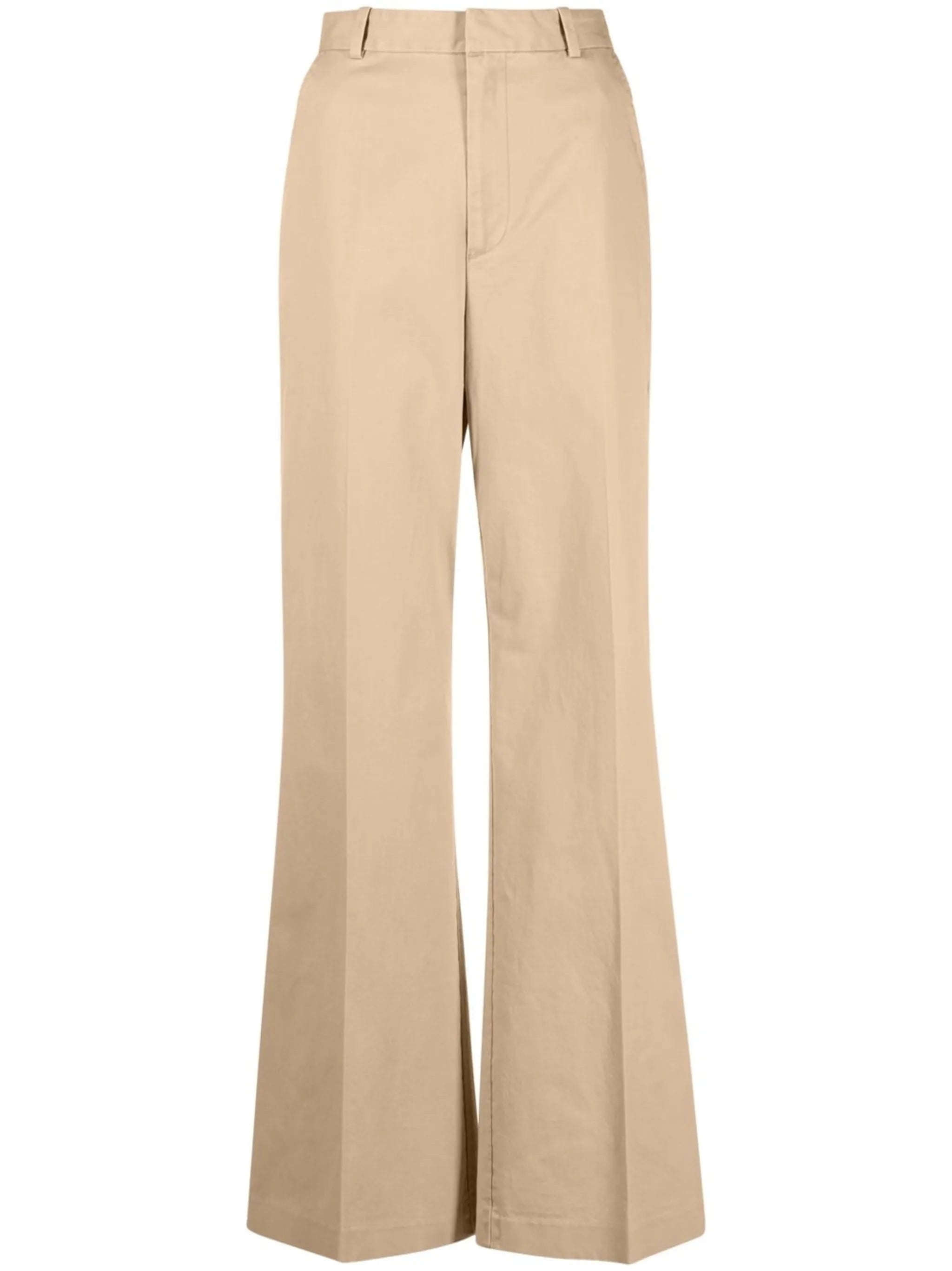high-waisted flared trousers
