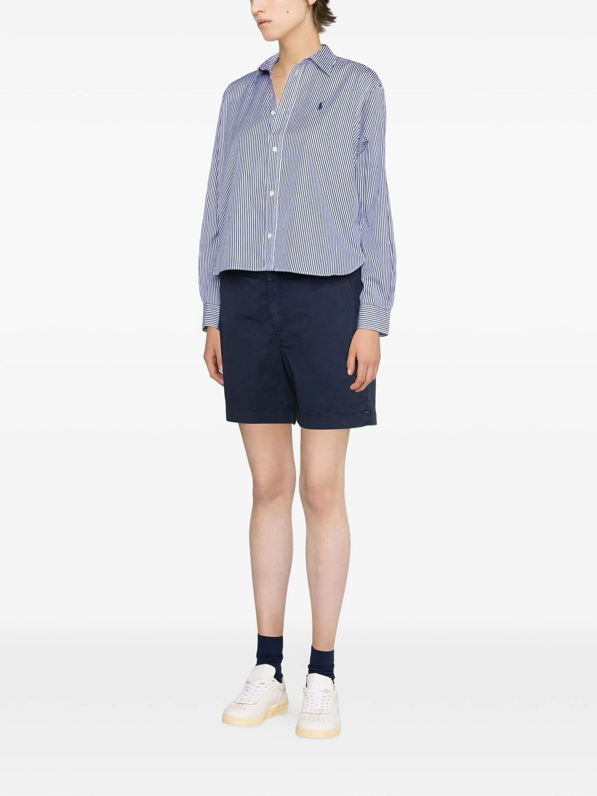striped logo-embroidered shirt