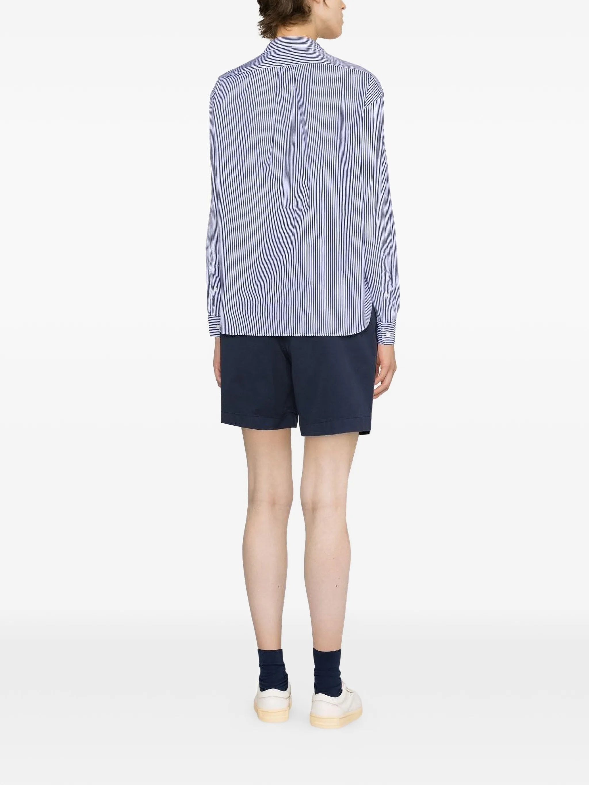 striped logo-embroidered shirt
