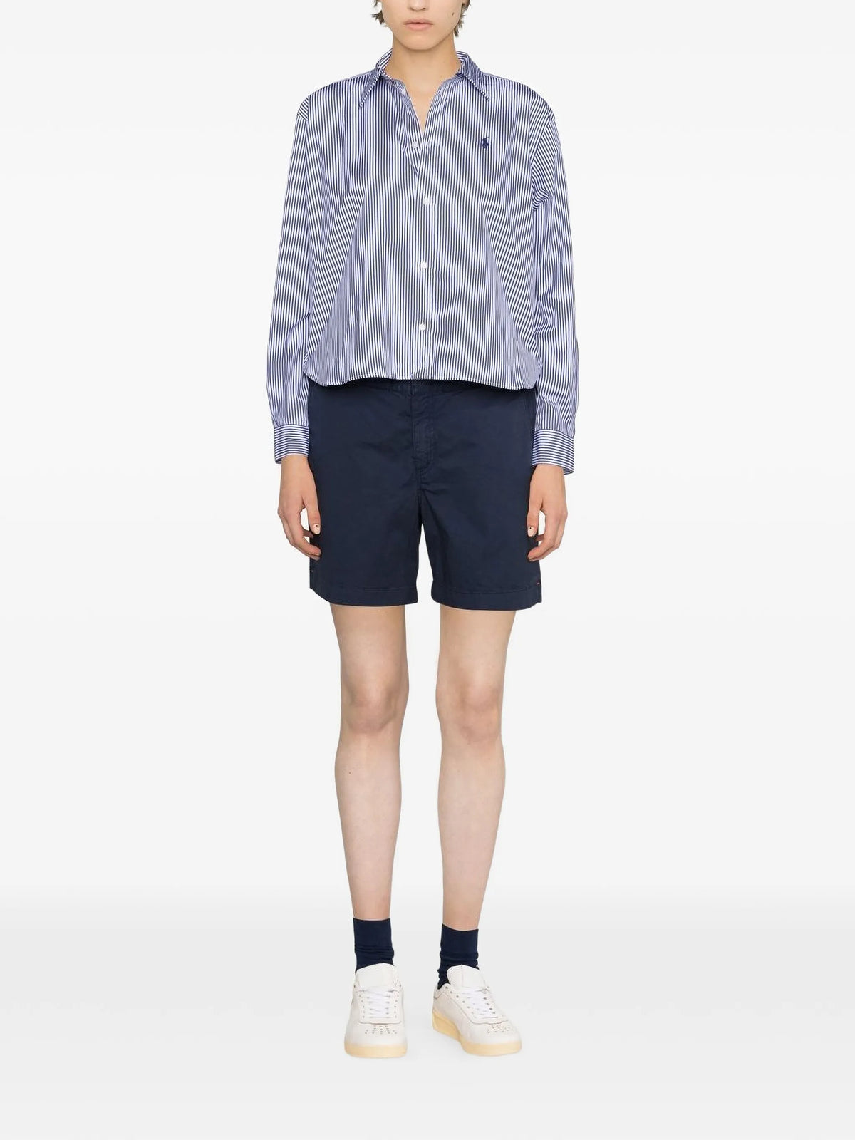striped logo-embroidered shirt