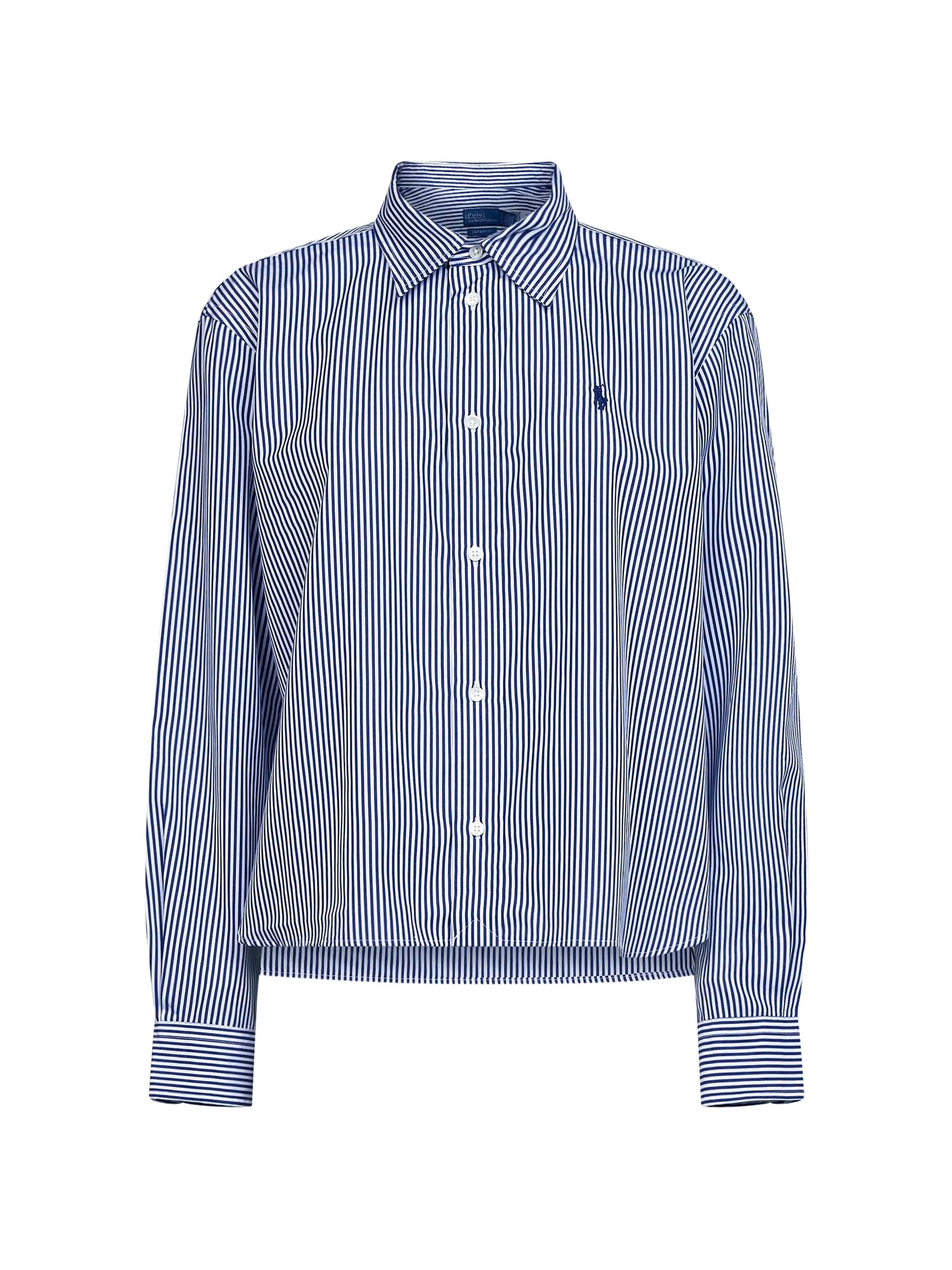 striped logo-embroidered shirt