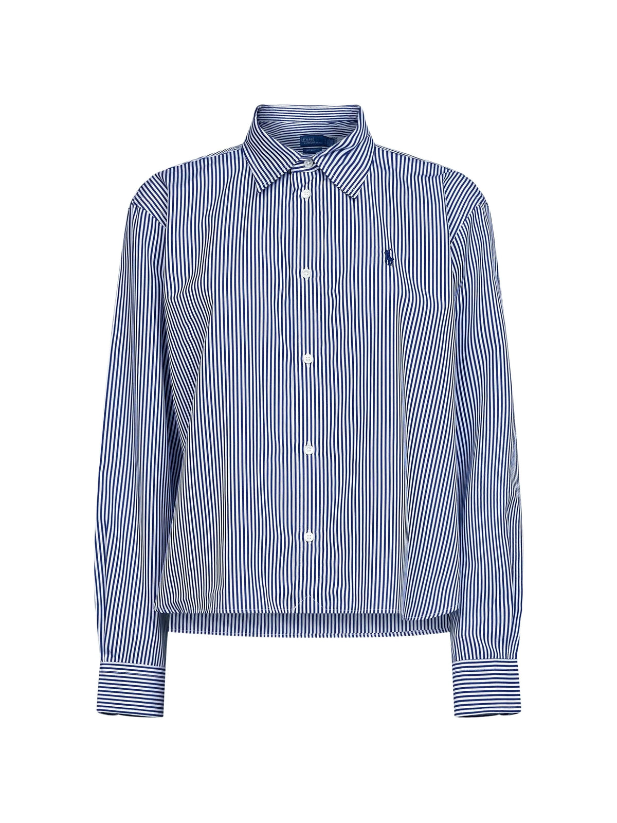 striped logo-embroidered shirt