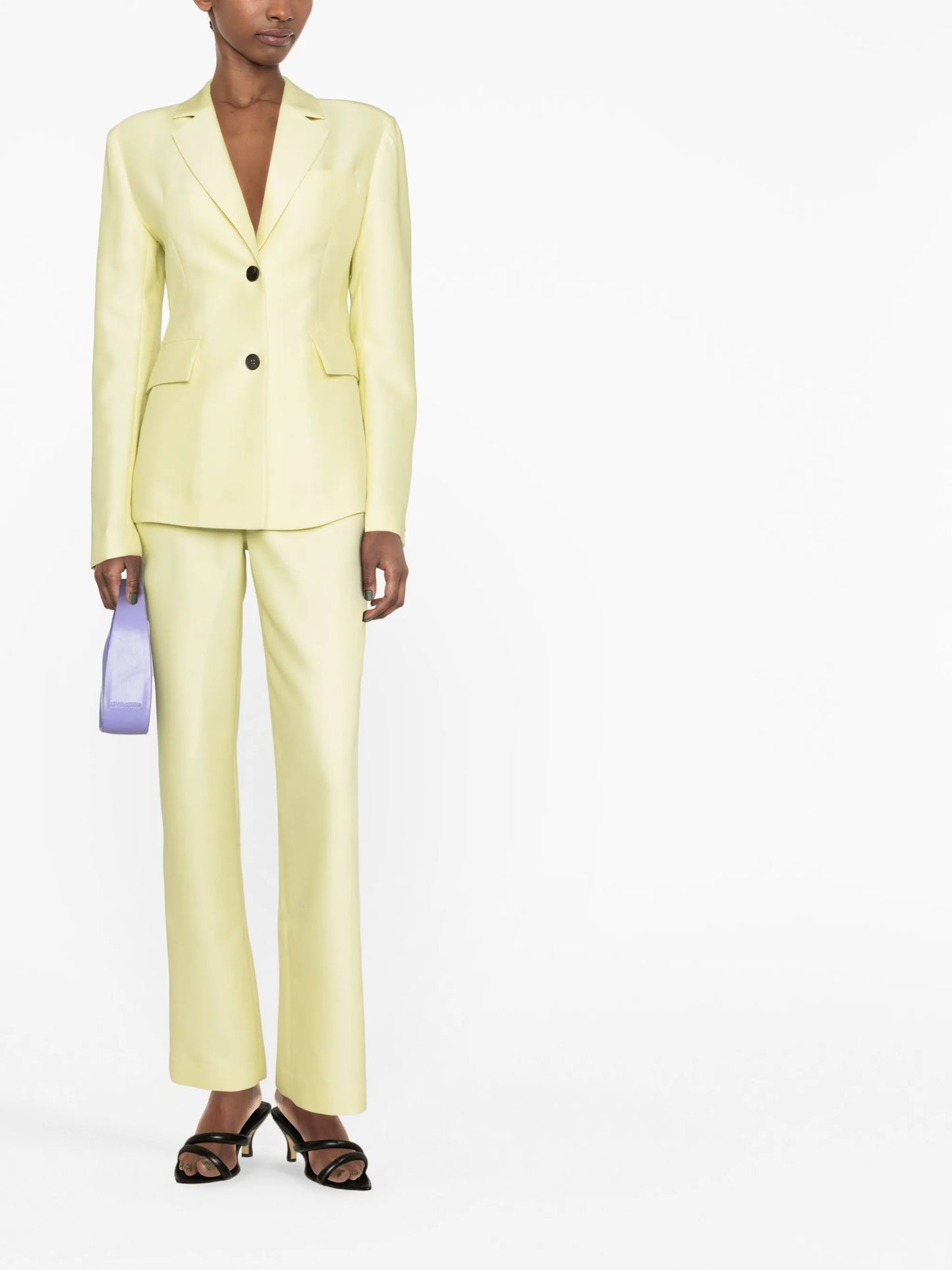rear-slit wool-silk blazer