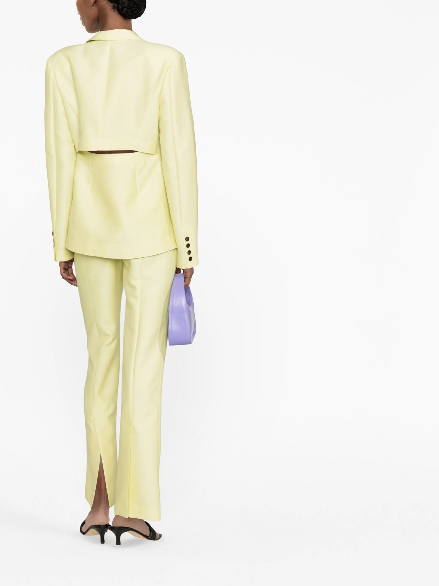 rear-slit wool-silk blazer