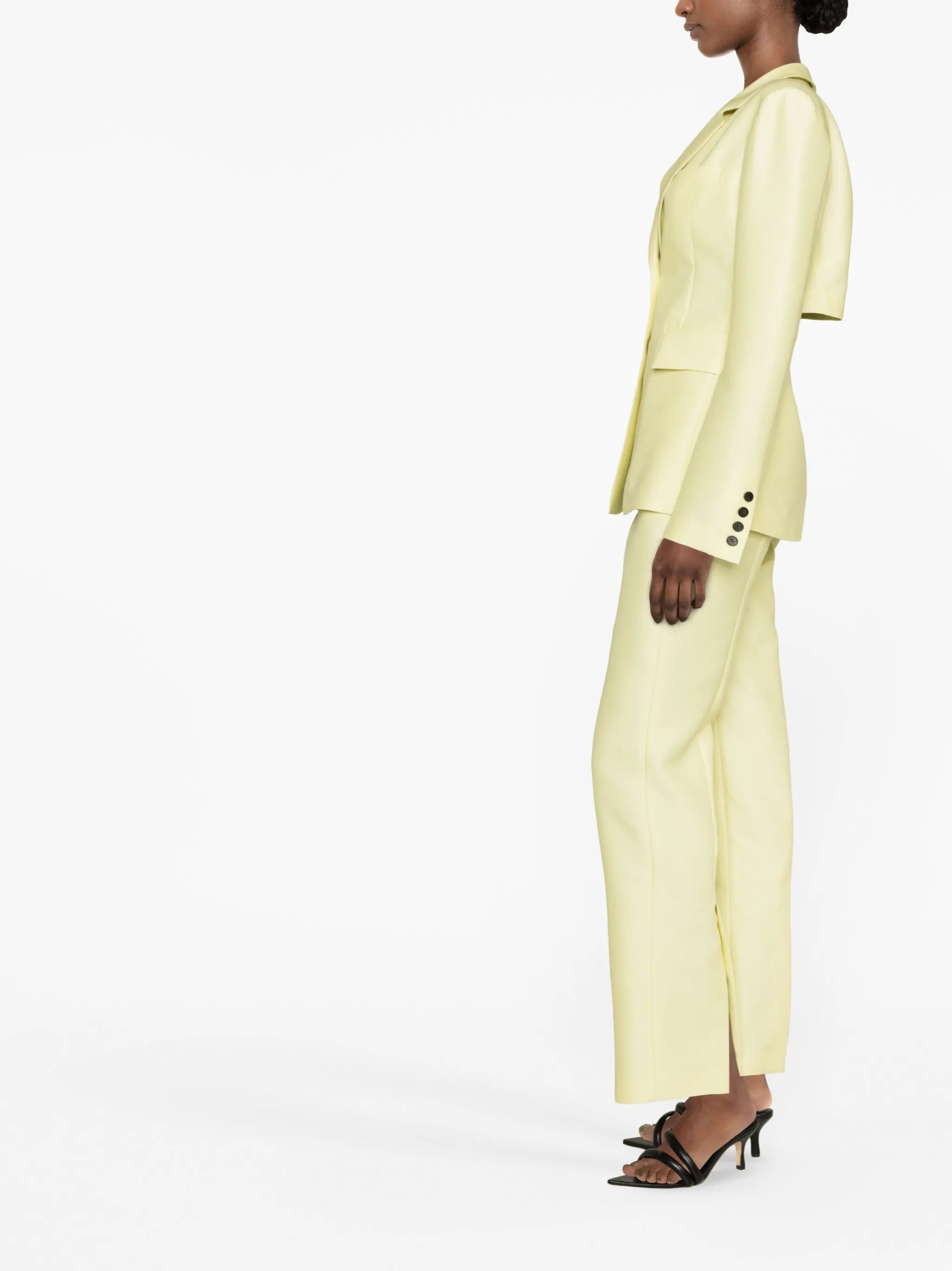 rear-slit wool-silk blazer