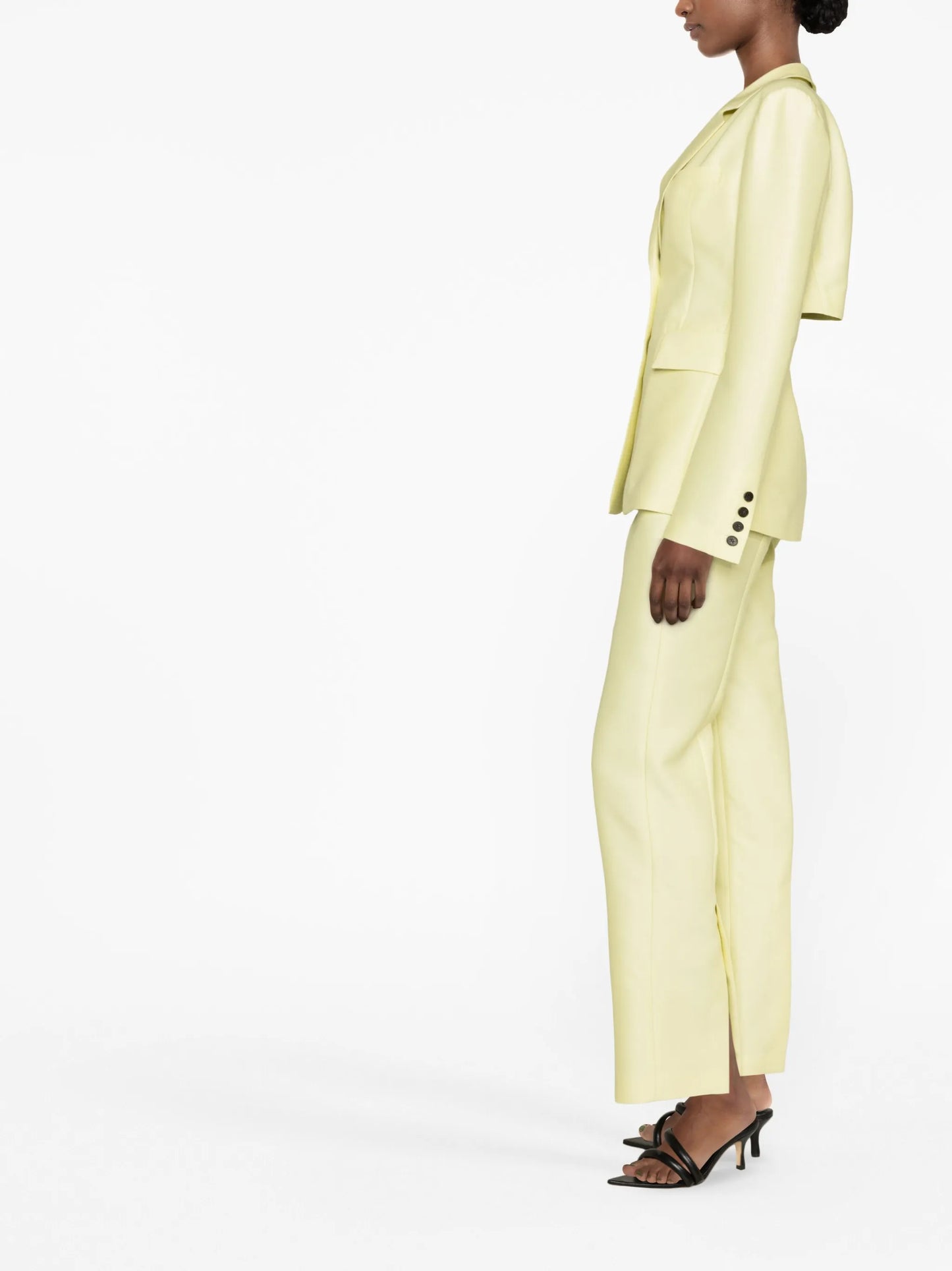 rear-slit wool-silk blazer